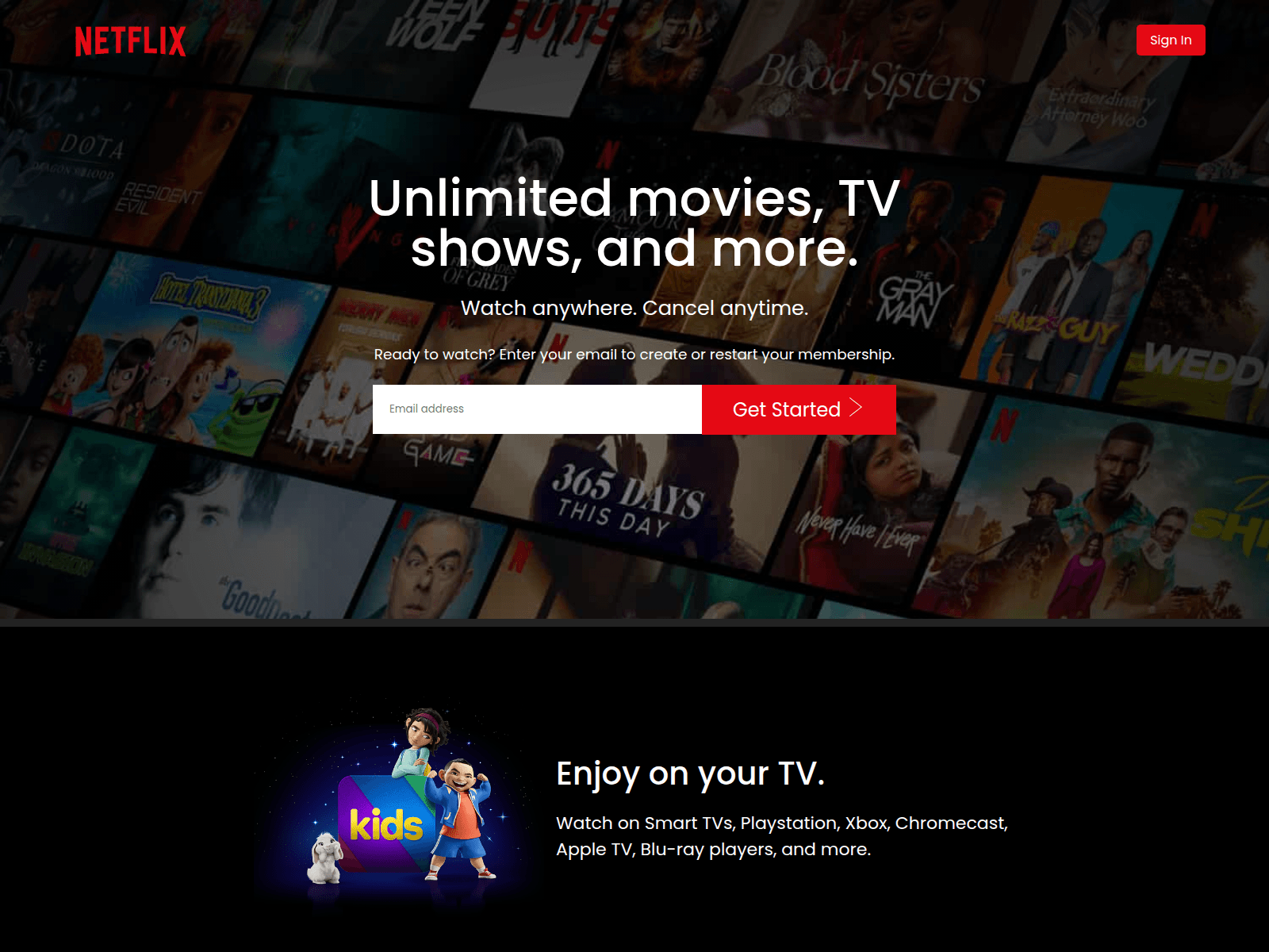 Screenshot of netflix-landing-clone.vercel.app