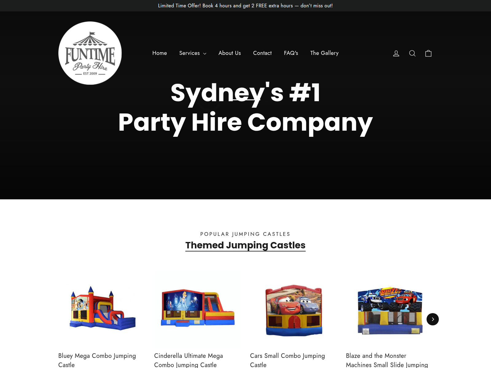 Screenshot of funtimepartyhire.com.au
