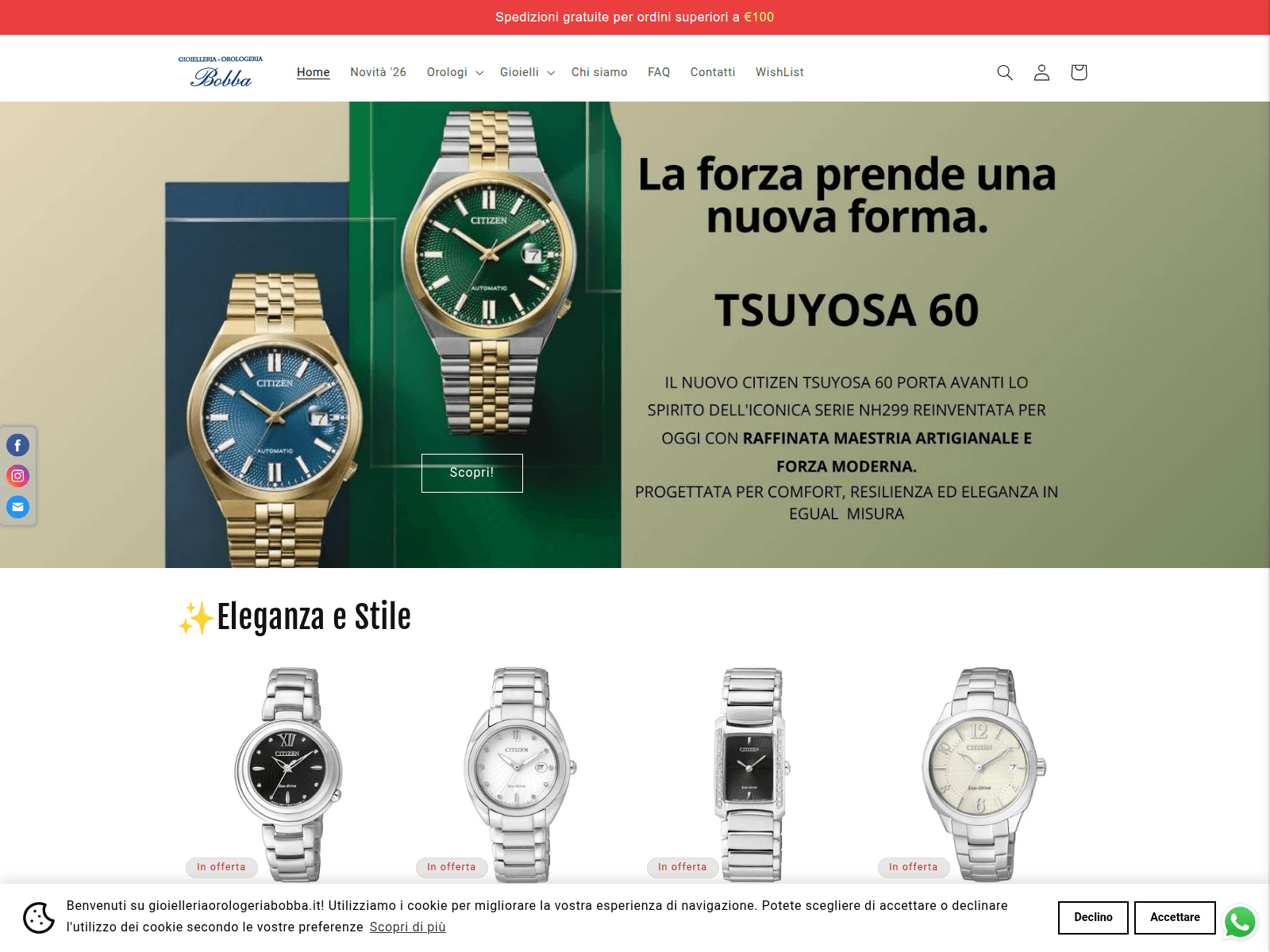 Screenshot of gioielleriaorologeriabobba.it