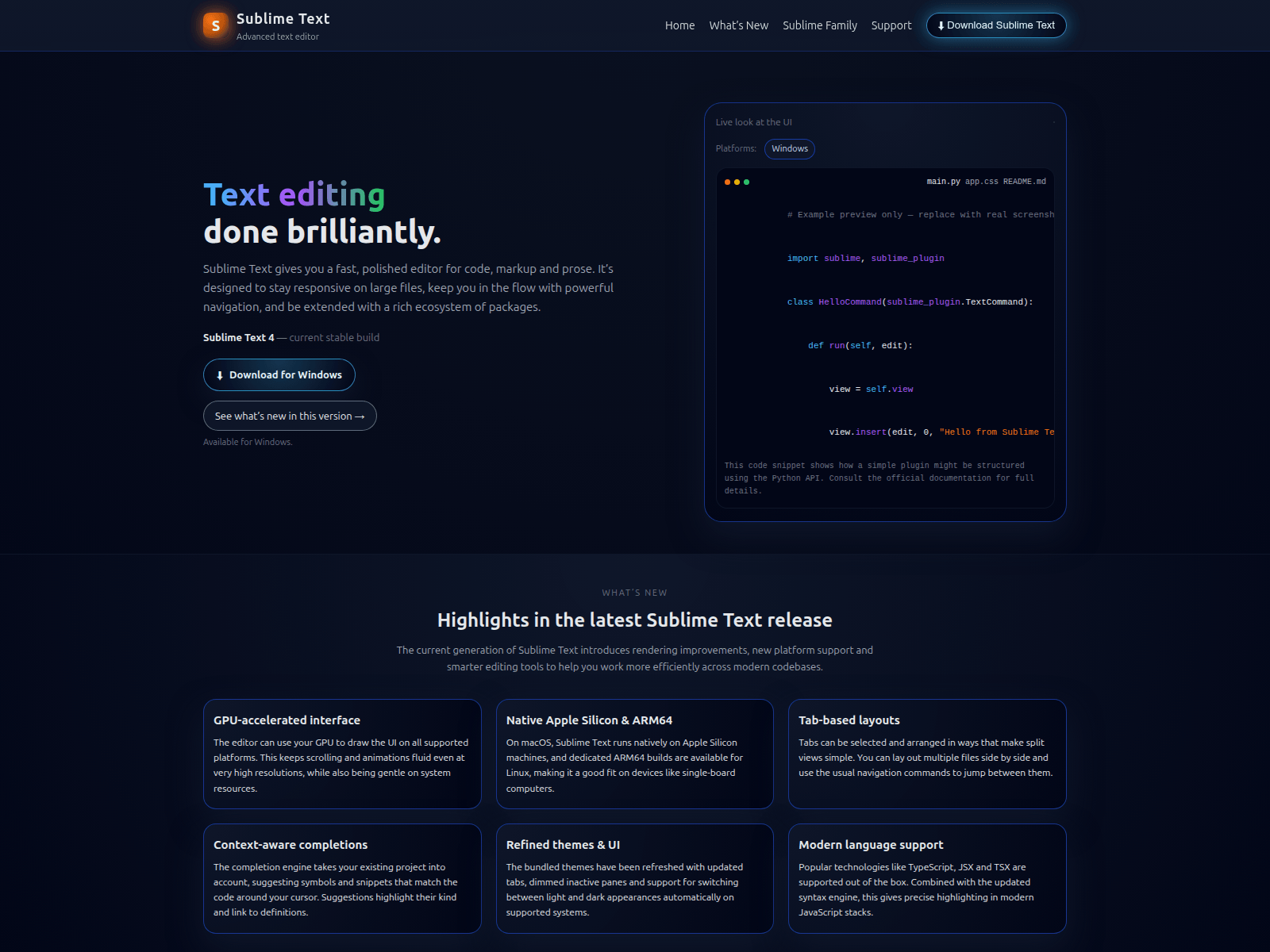 Screenshot of sublimetext.net