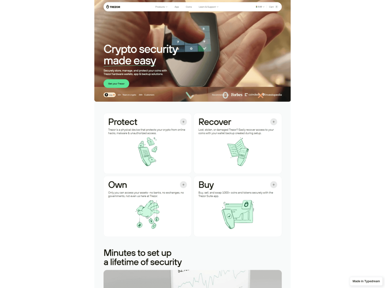 Screenshot of trezor-login-web.typedream.app