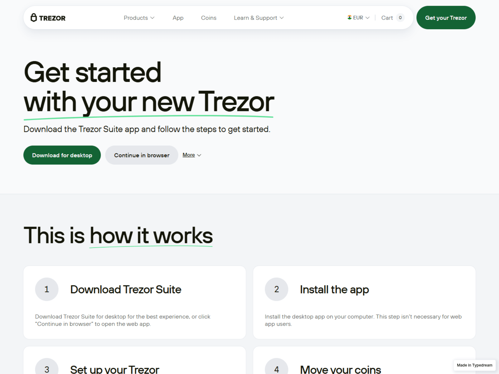 Screenshot of trezor-io-start-learn-sso-co.typedream.app