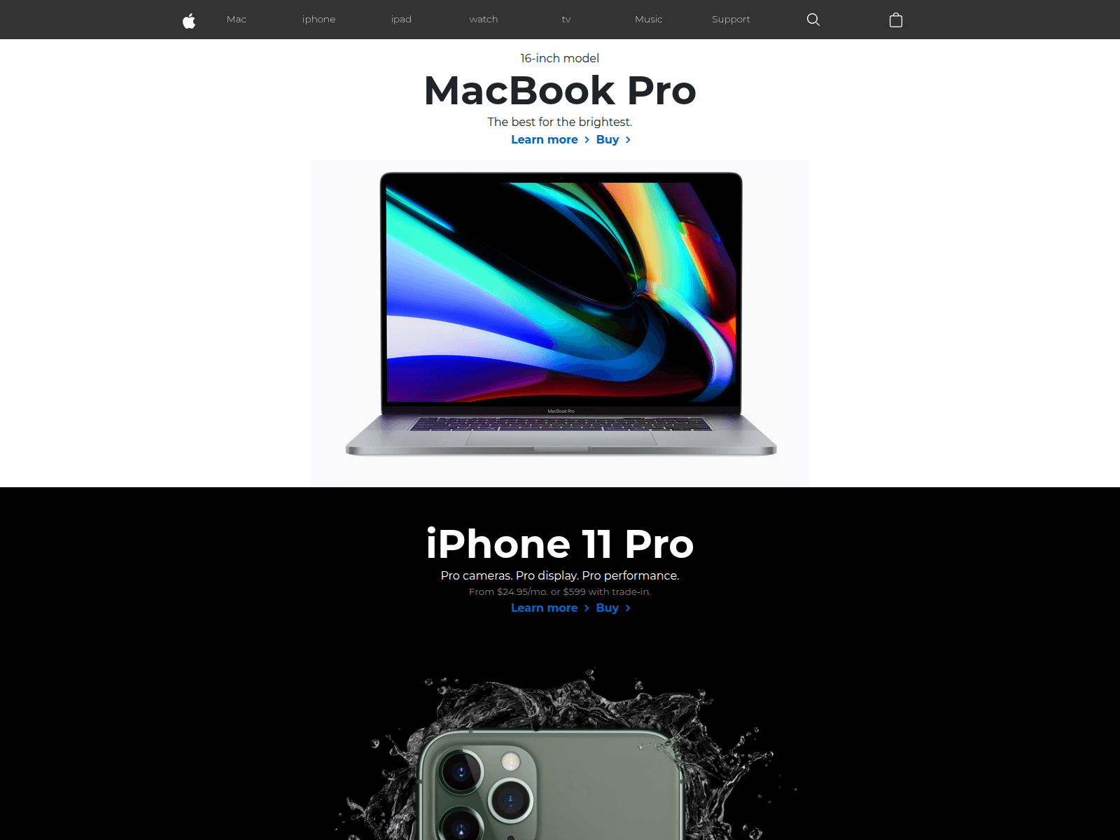 Screenshot of apple-responsive-frontend.vercel.app