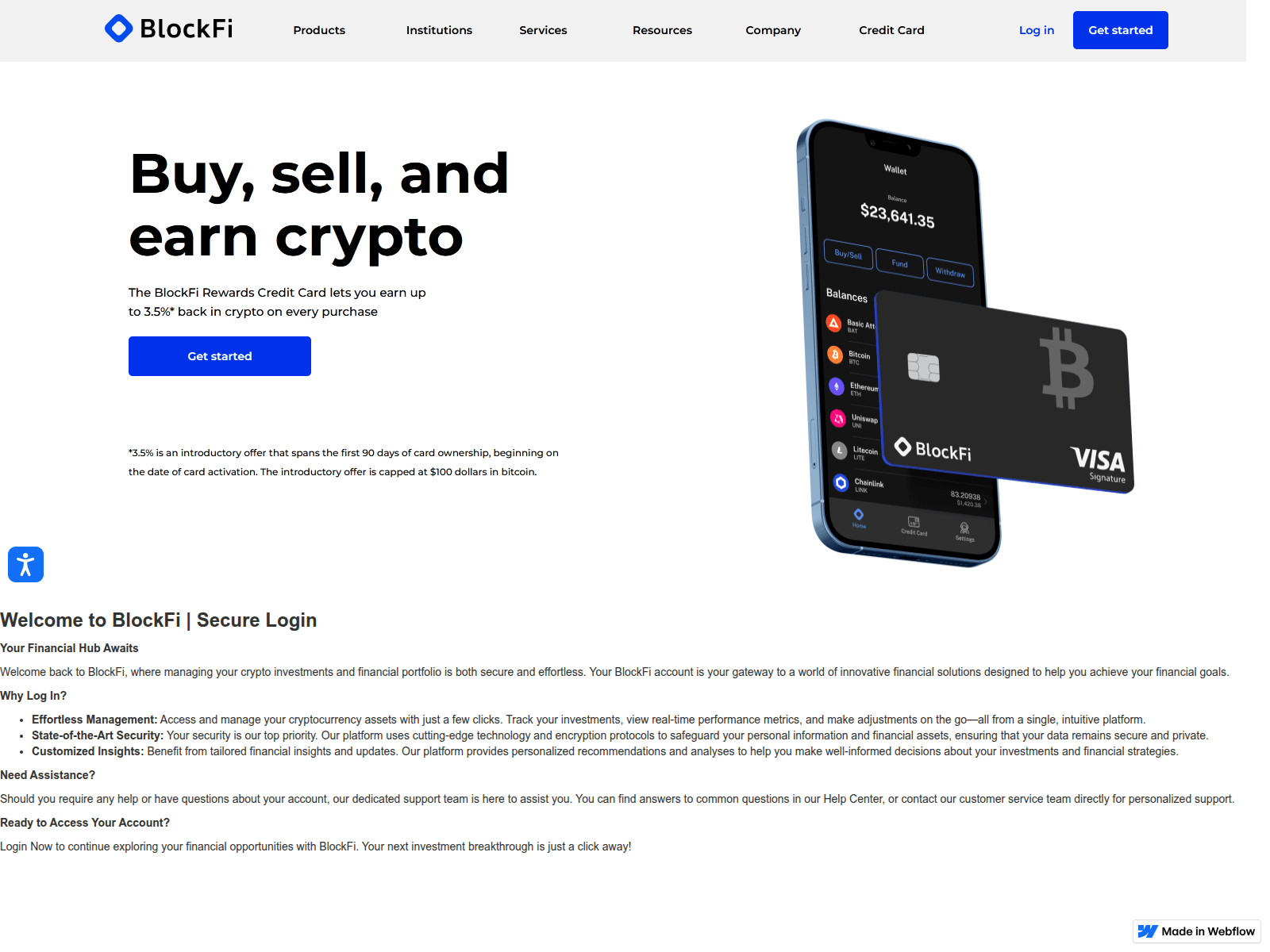 Screenshot of homepege--blackfi--login--auth.webflow.io