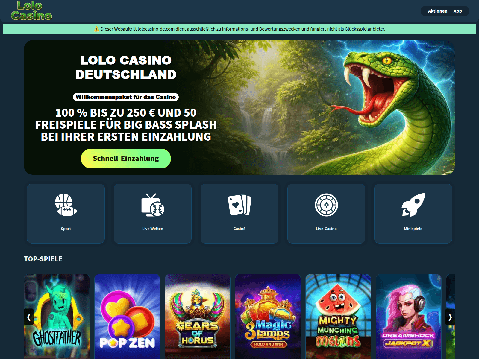 Screenshot of lolocasino-de.com