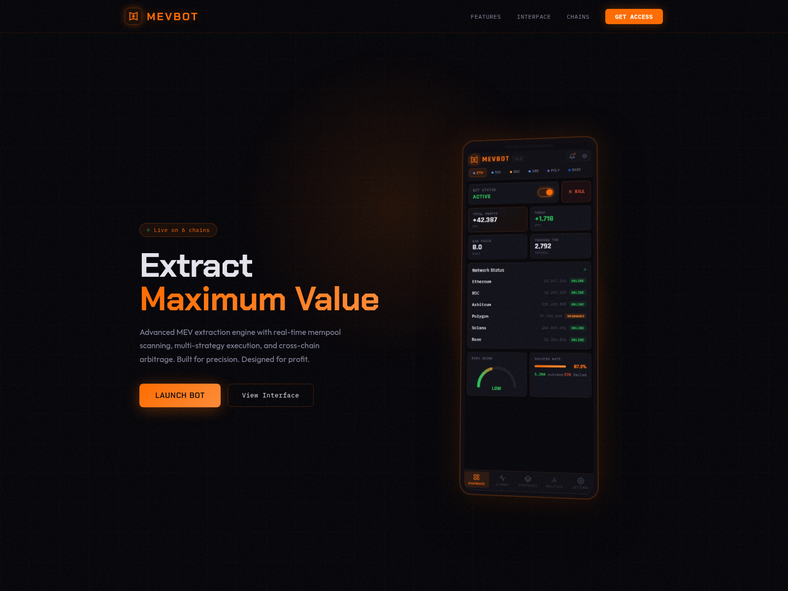 Screenshot of mevbotnow.com