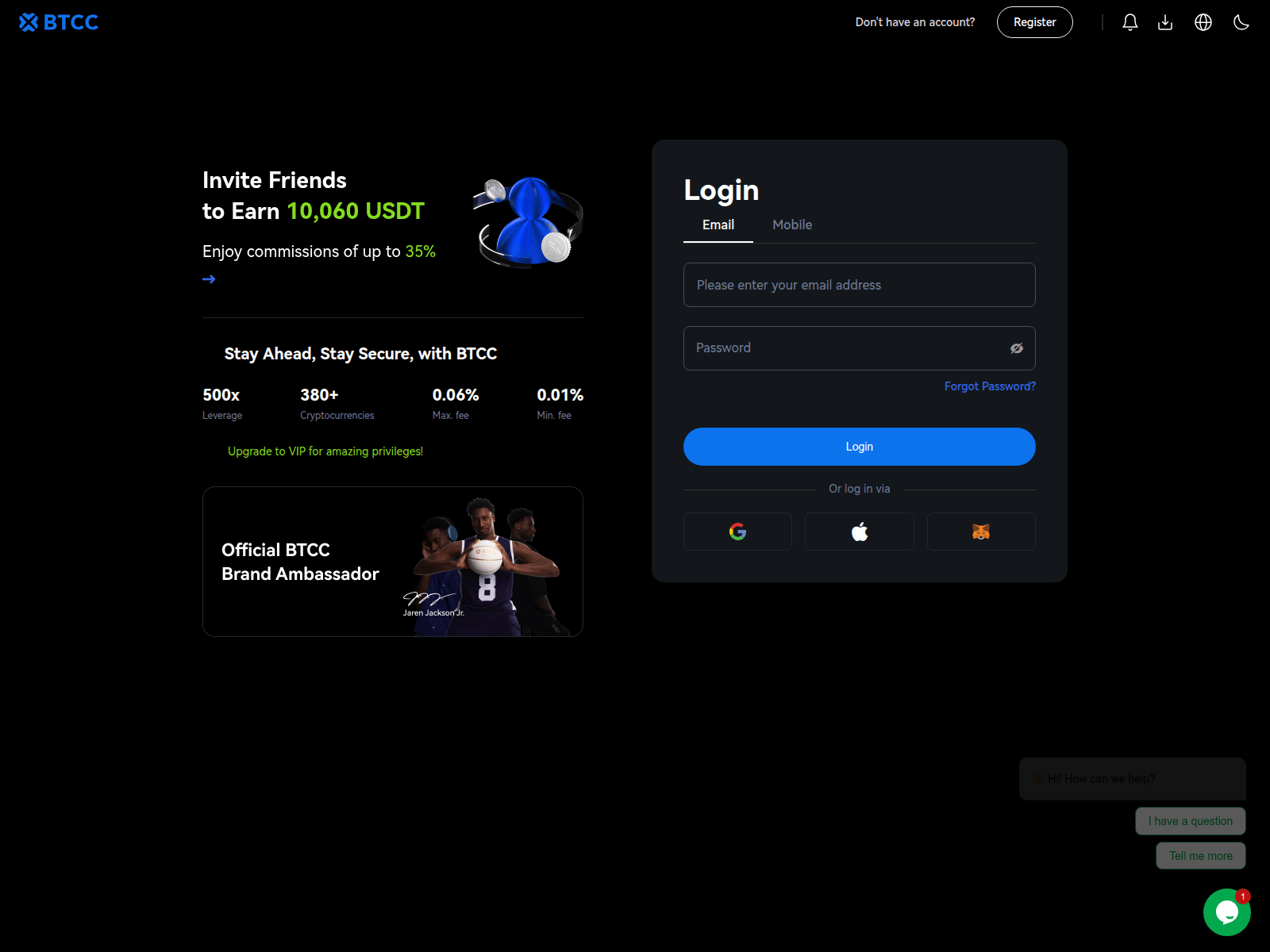 Screenshot of account-btcc.com