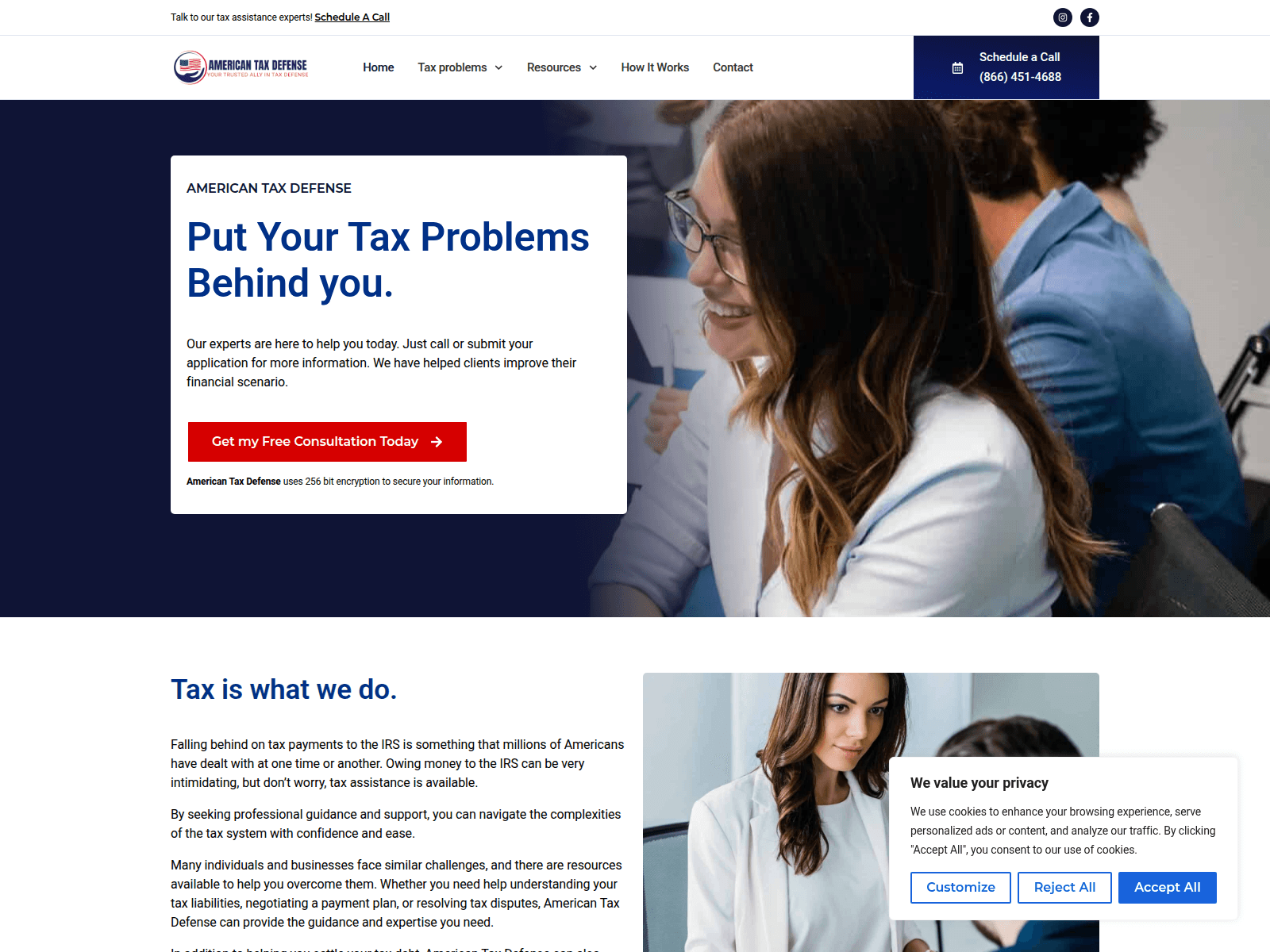 Screenshot of americantaxdefense.com