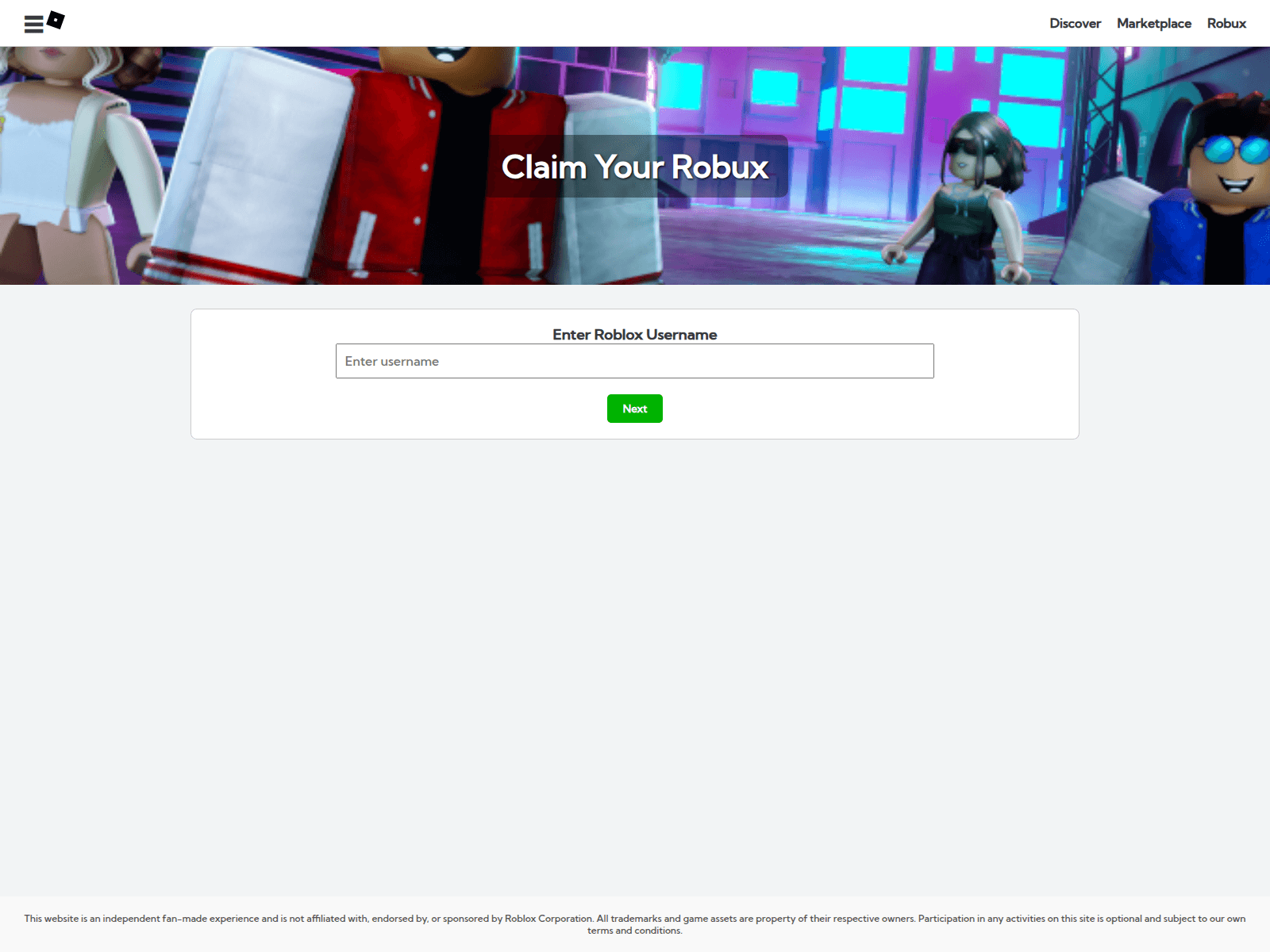 Screenshot of robuxsupply.shop