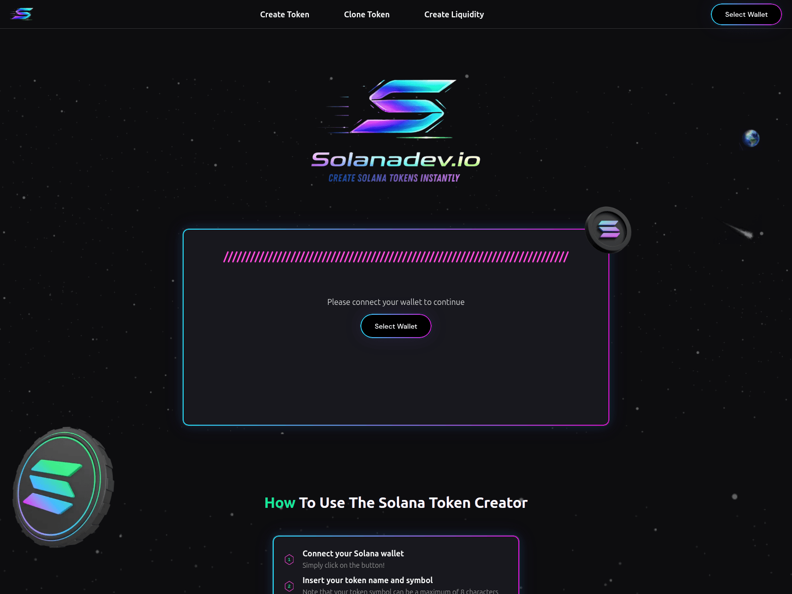 Screenshot of solanadev.io