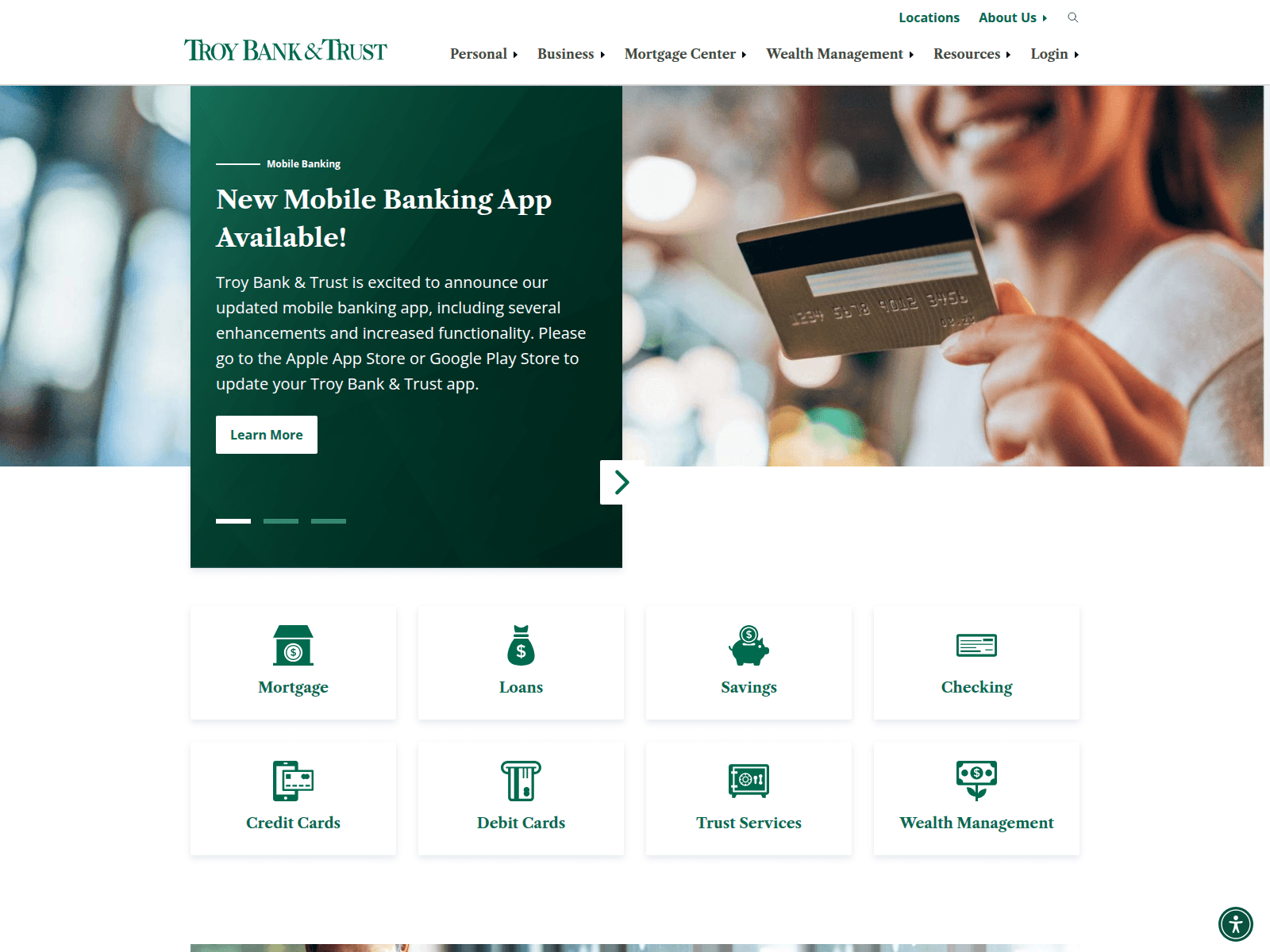 Screenshot of troybankandtrust.com
