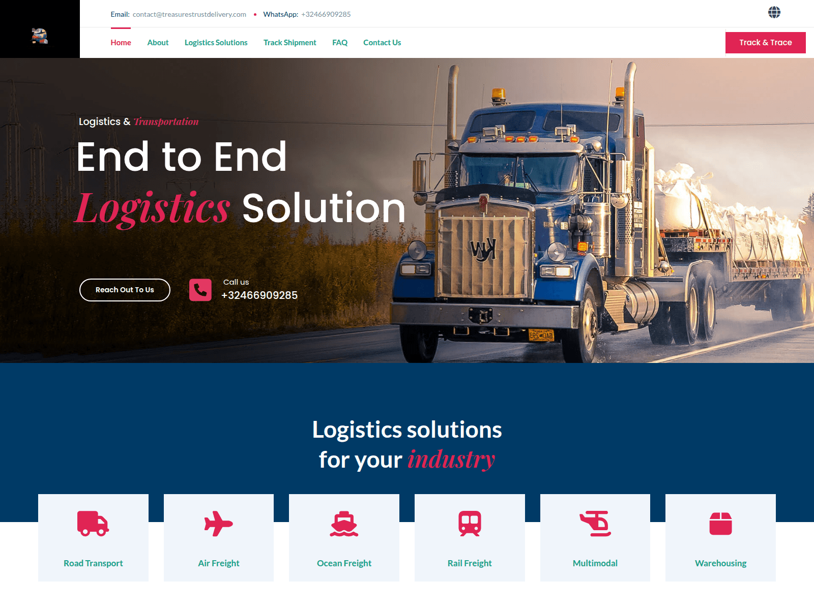 Screenshot of treasurestrustdelivery.com