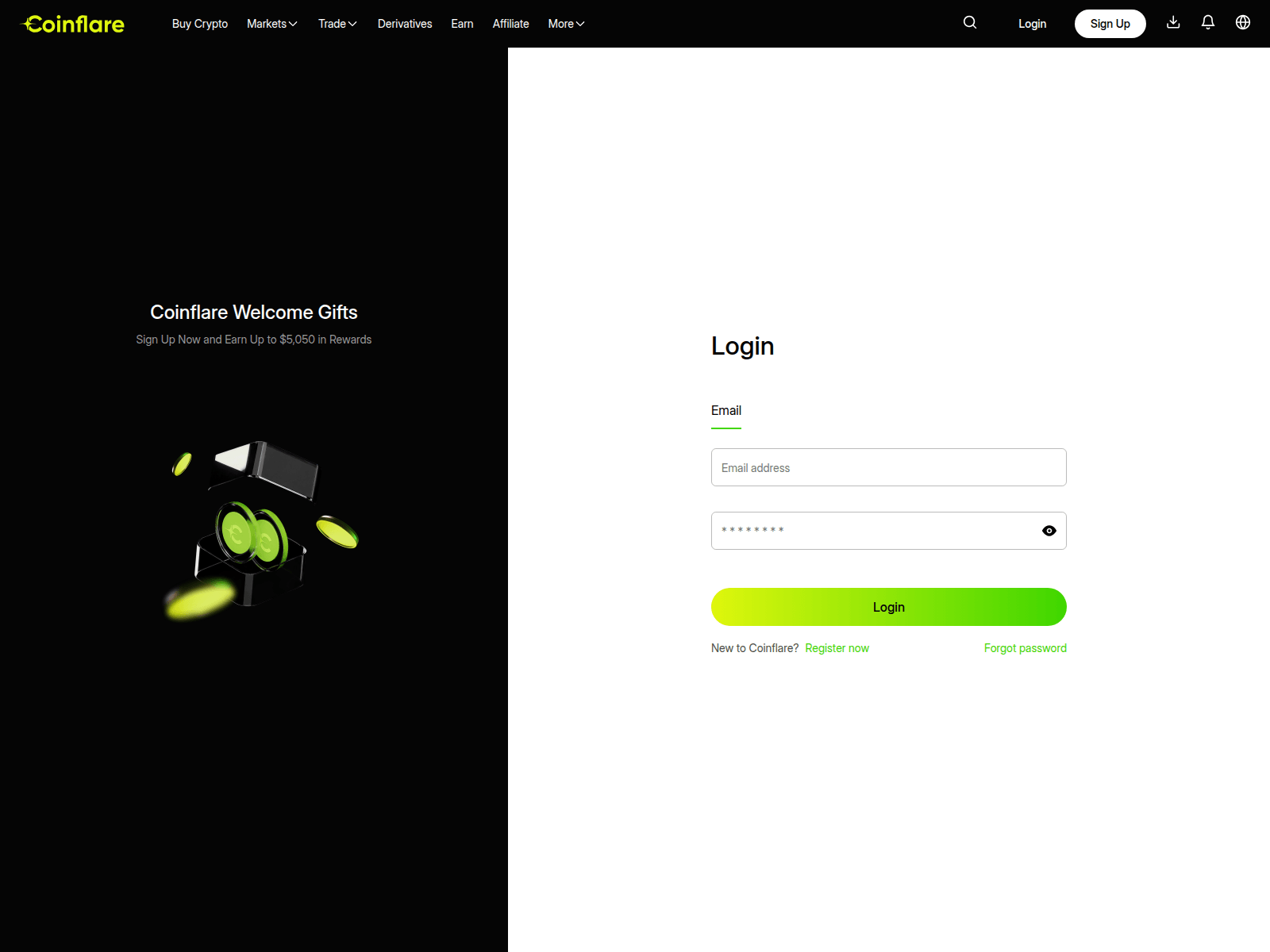 Screenshot of coinflare-login.at