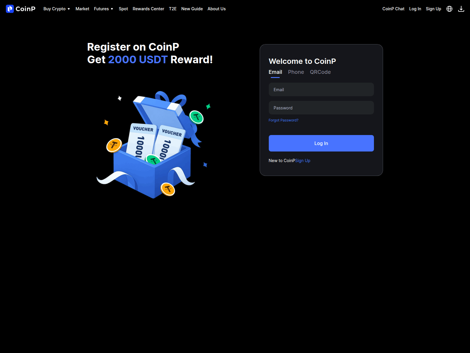 Screenshot of coinp-exchange-login.at