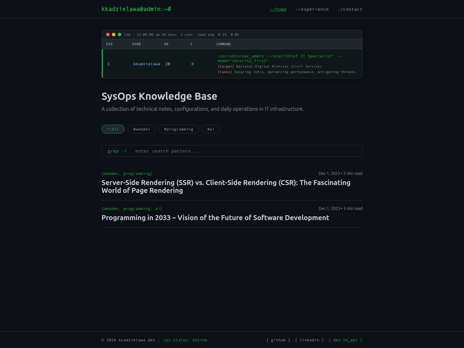 Screenshot of kadzielawa.dev
