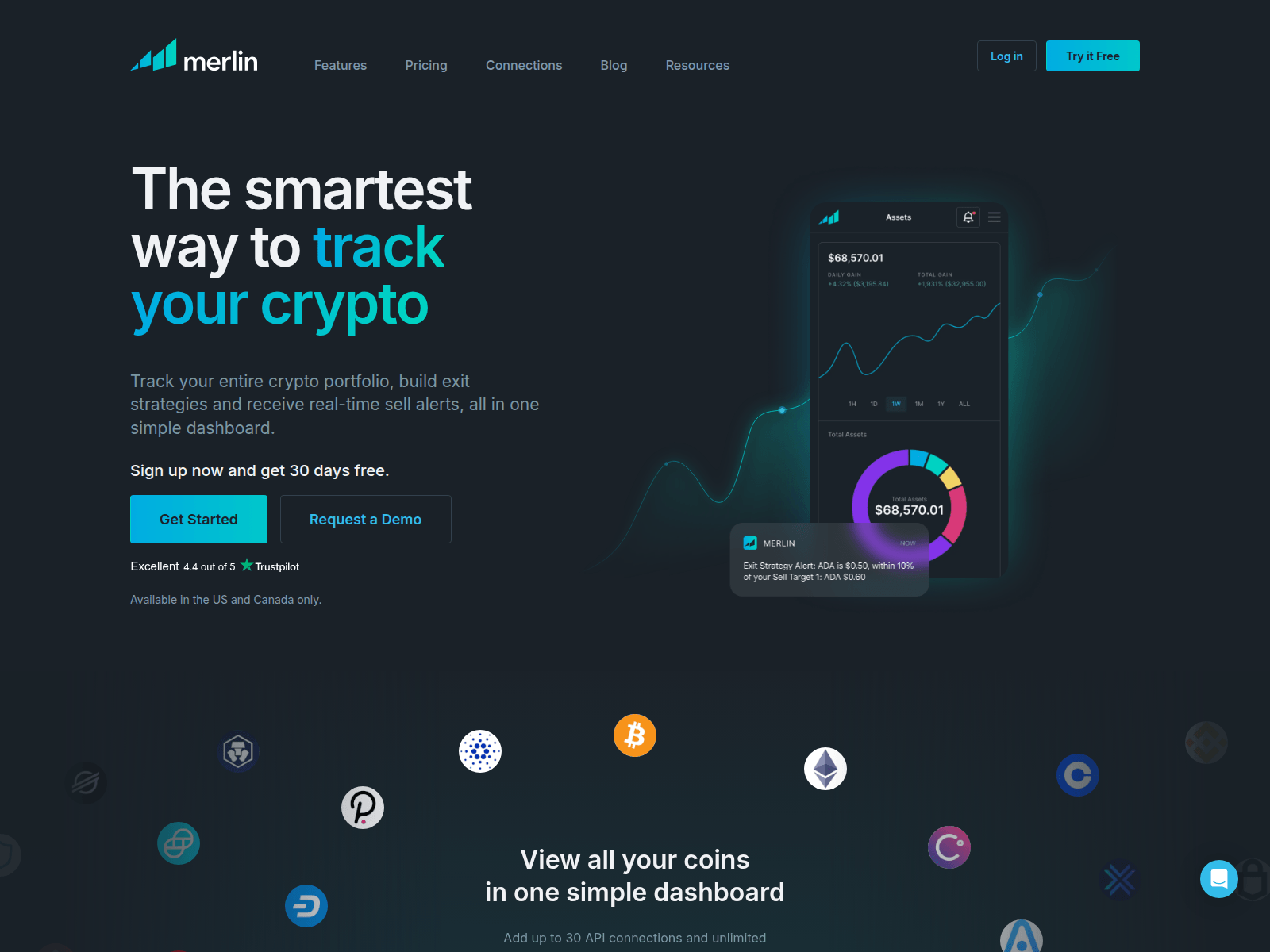 Screenshot of merlincrypto.com