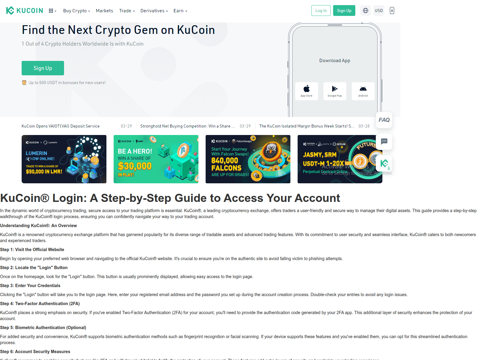 Screenshot of kuocoinlogn.webflow.io