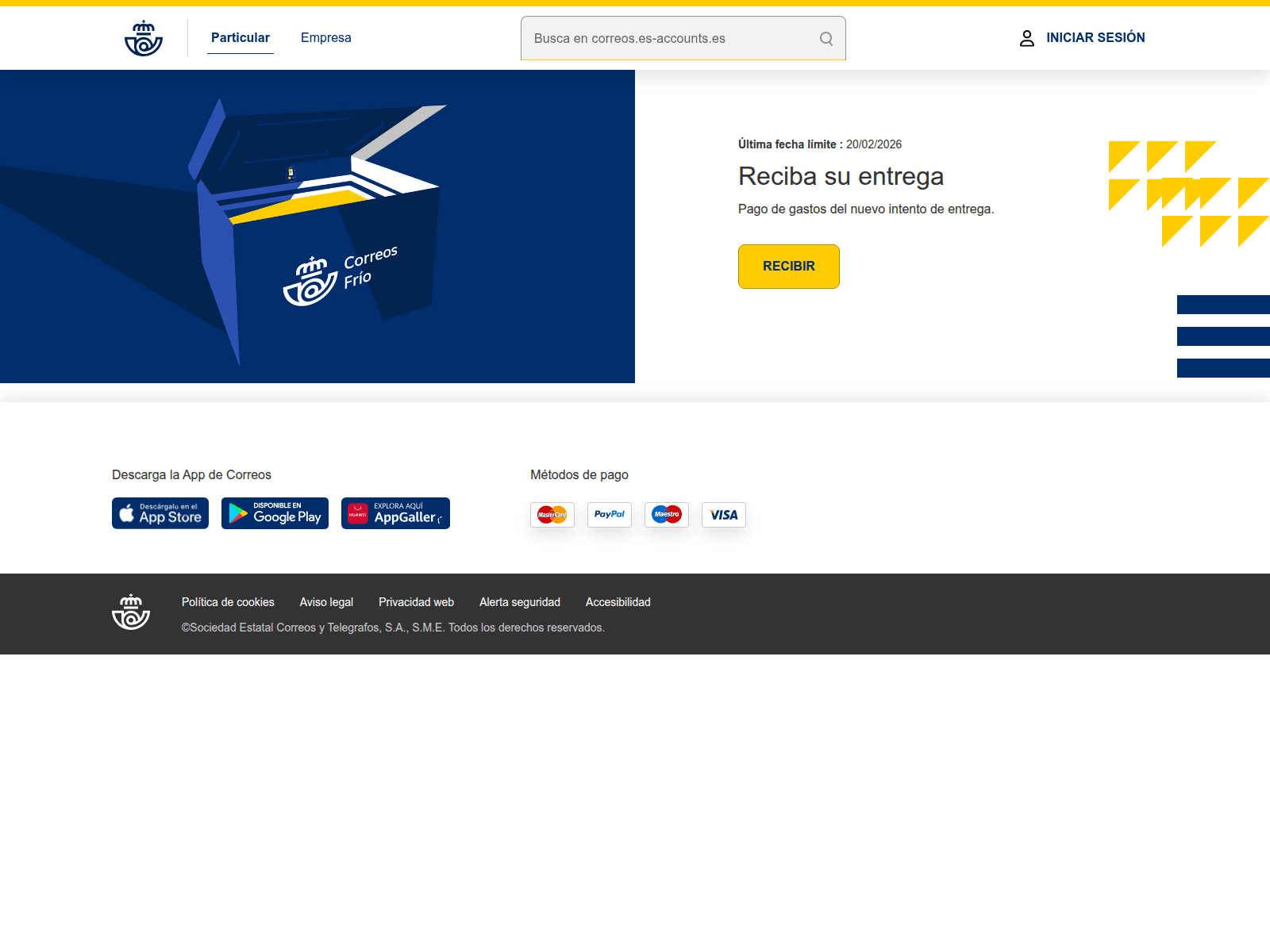 Screenshot of correos.es-accounts.es