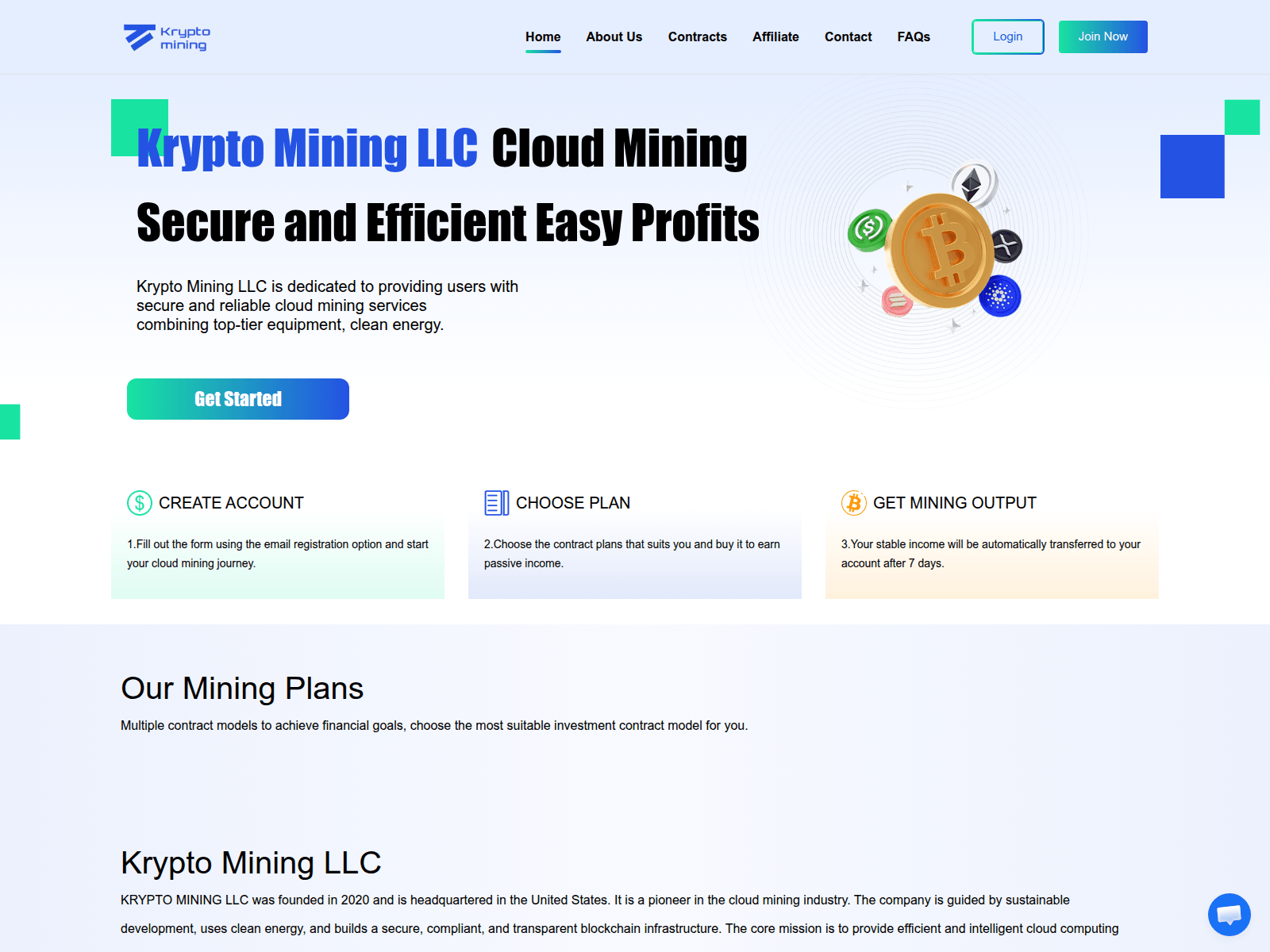 Screenshot of kryptomining.io