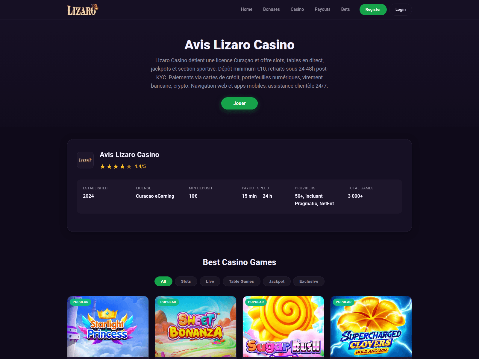 Screenshot of lizarofr.net