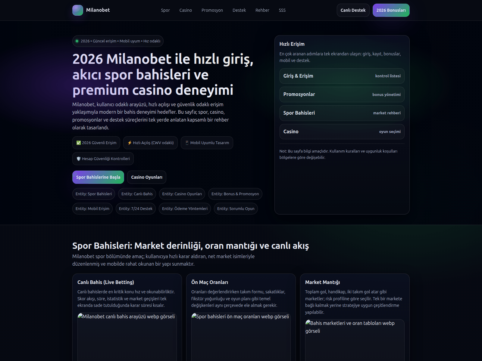 Screenshot of milanobet-giristr.com