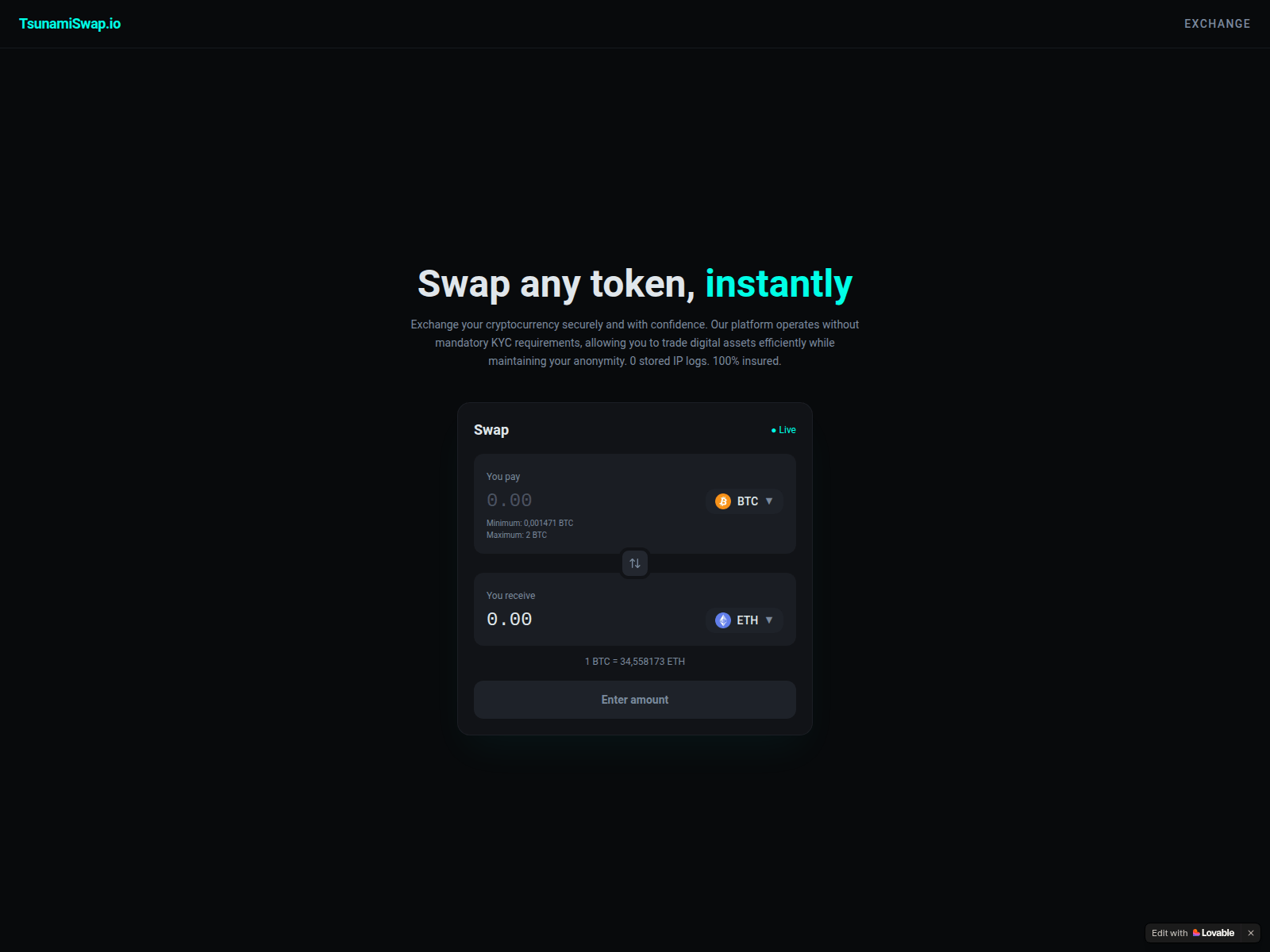 Screenshot of tsunamiswap.app