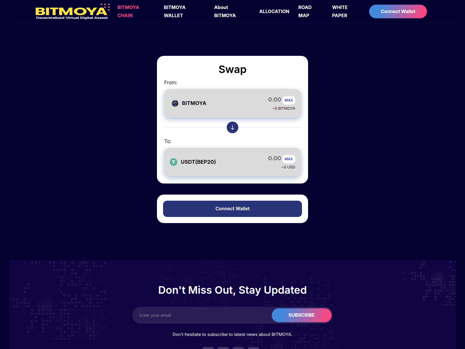 Screenshot of swap.bitmoya.com