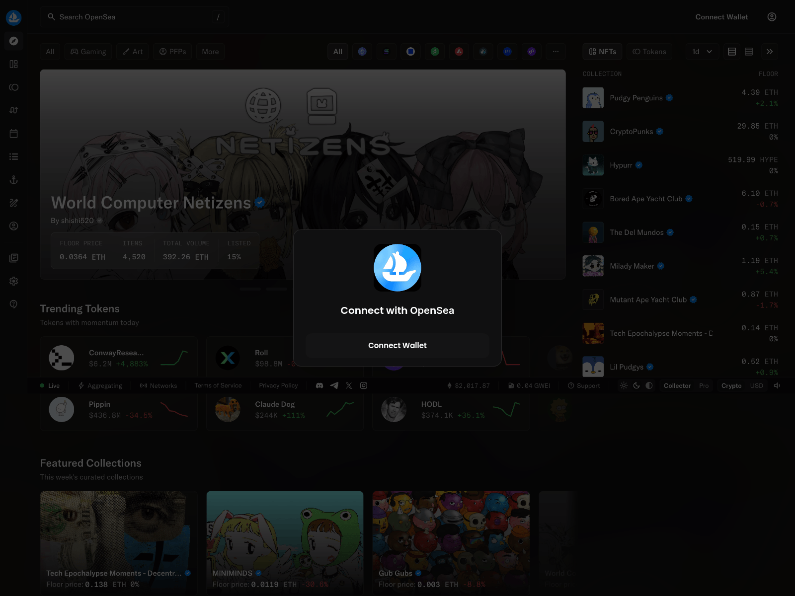 Screenshot of connect.open-sea.app