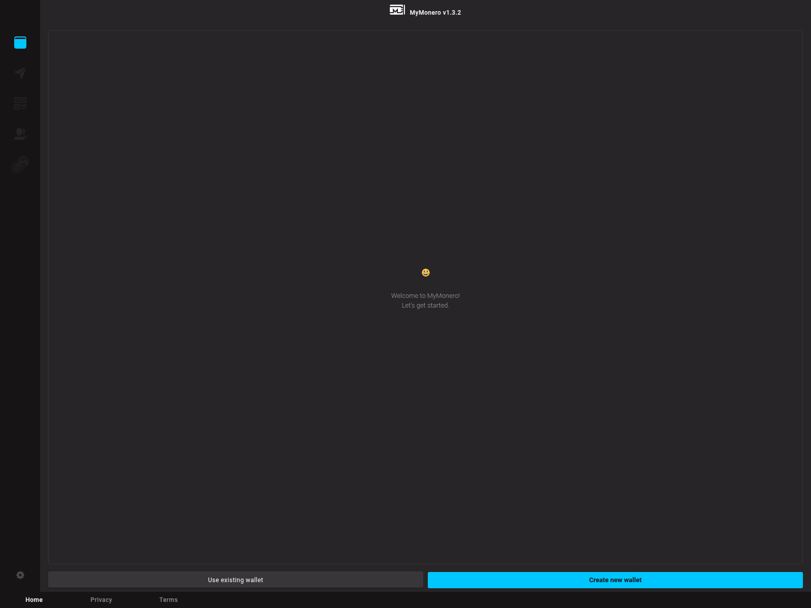 Screenshot of wallet.mymonero.fi
