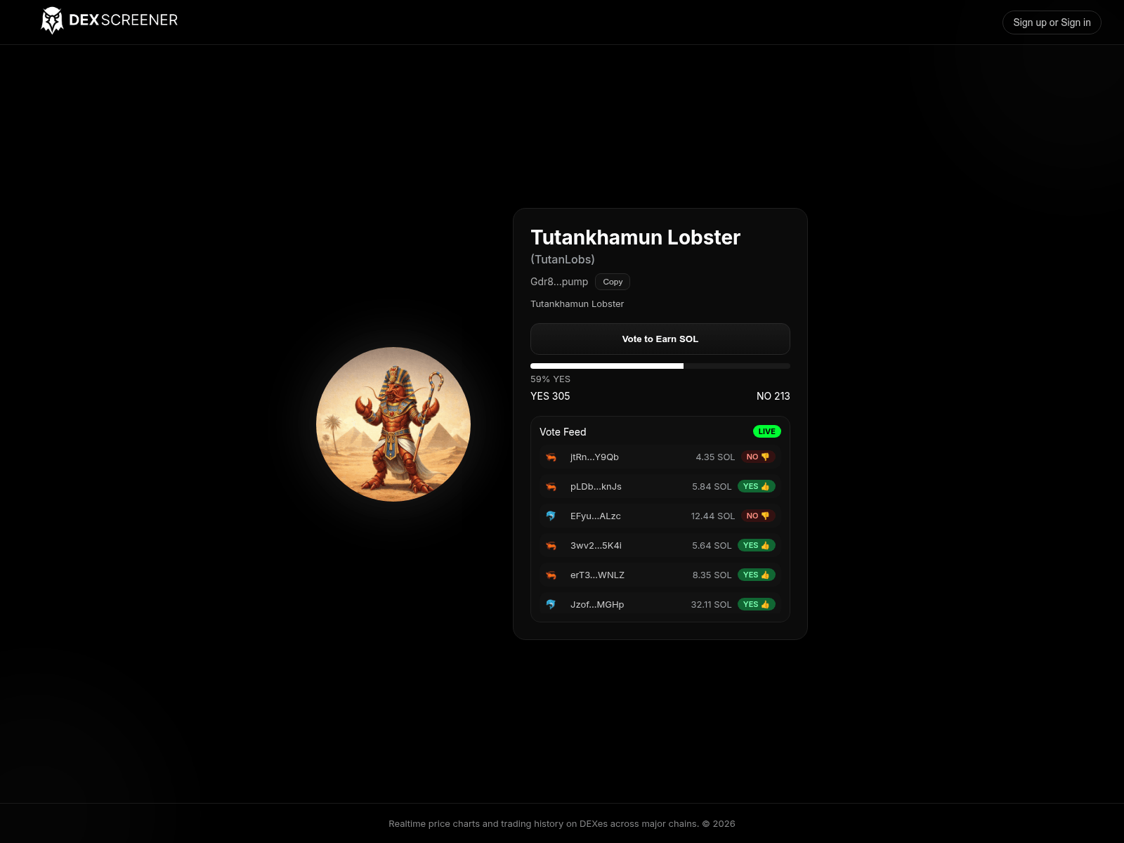 Screenshot of toplist.dexscreener.vote