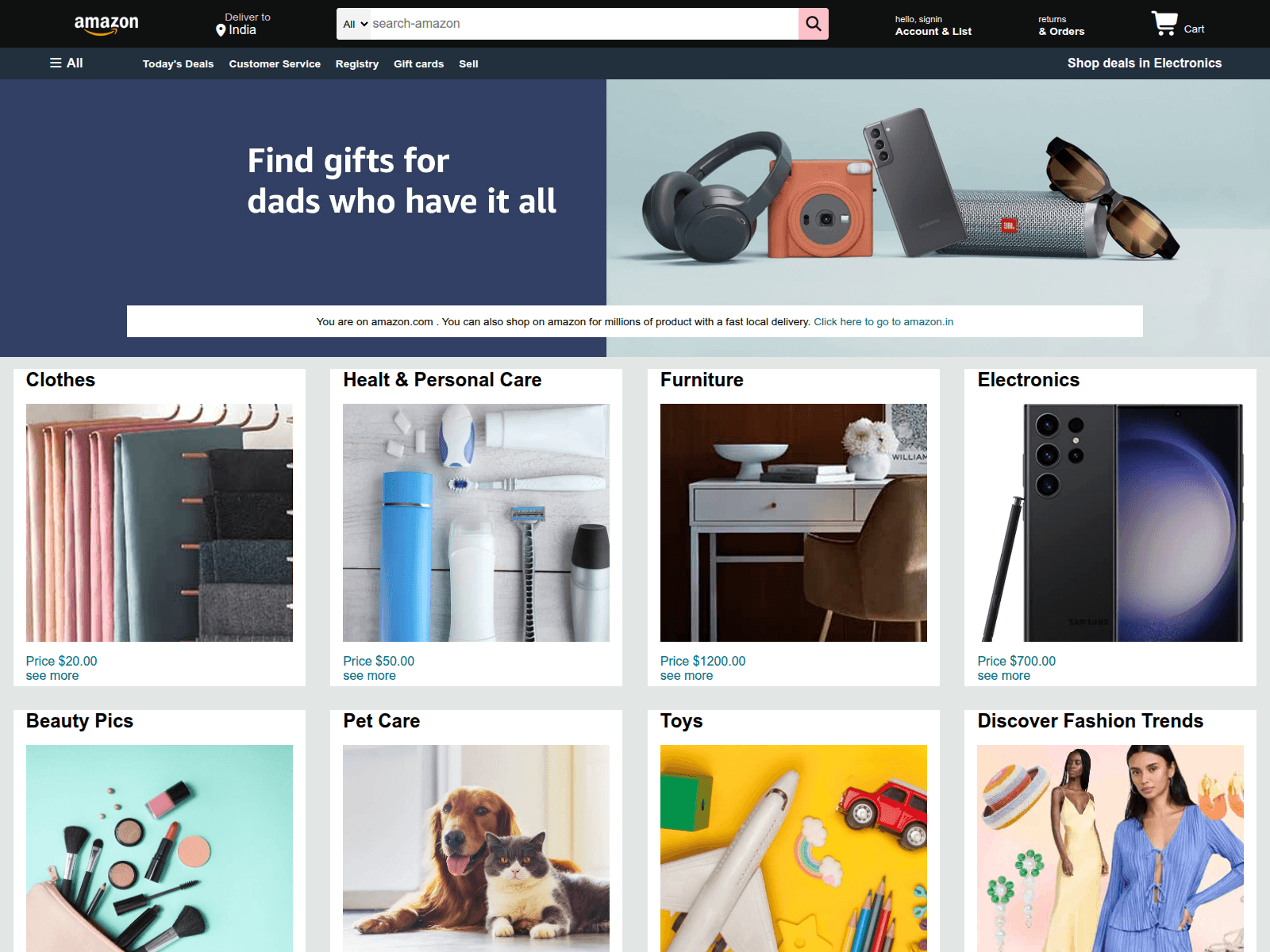 Screenshot of amazon-clone-taupe-six.vercel.app