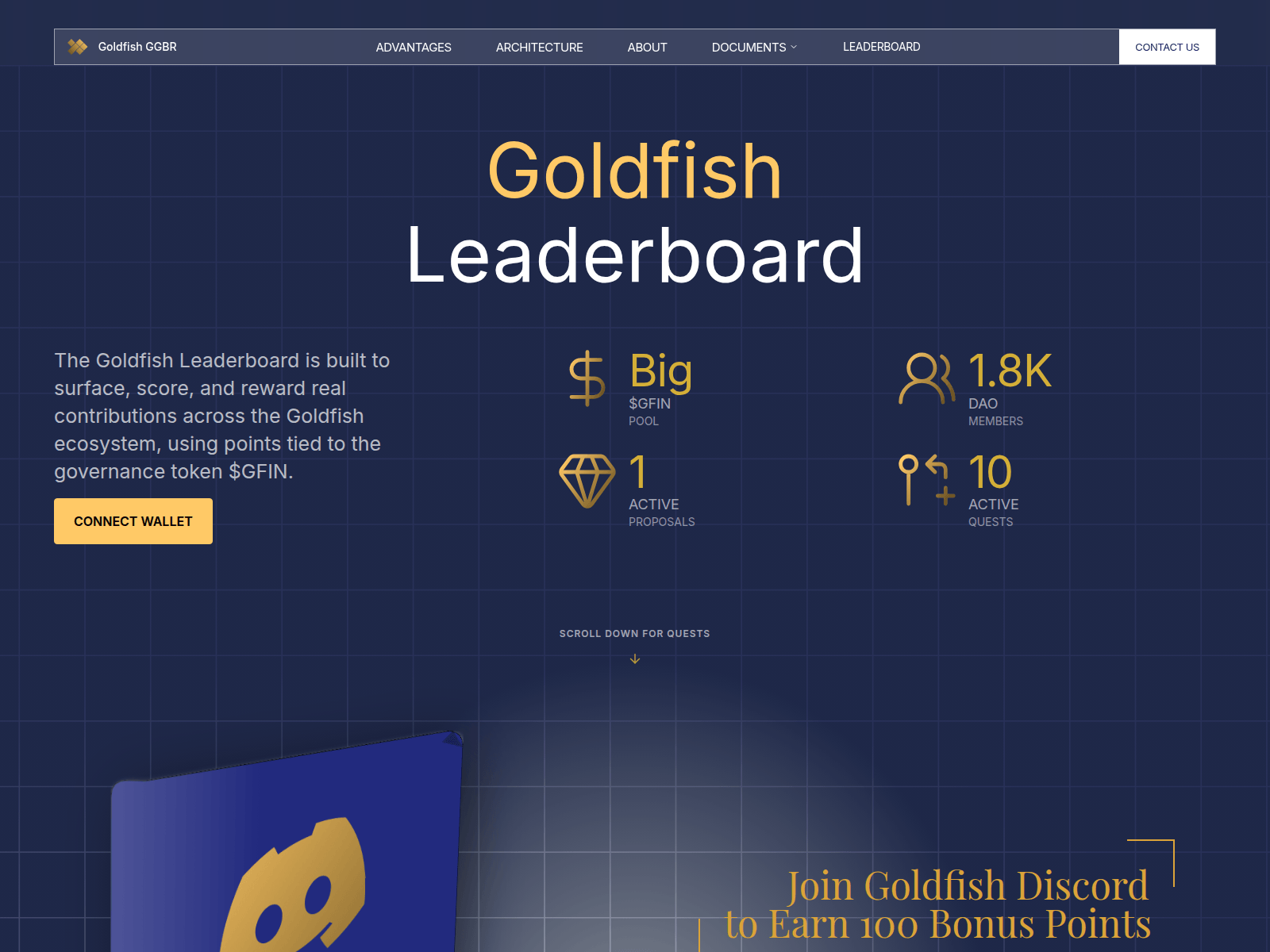 Screenshot of leaderboard.goldfishgold.com