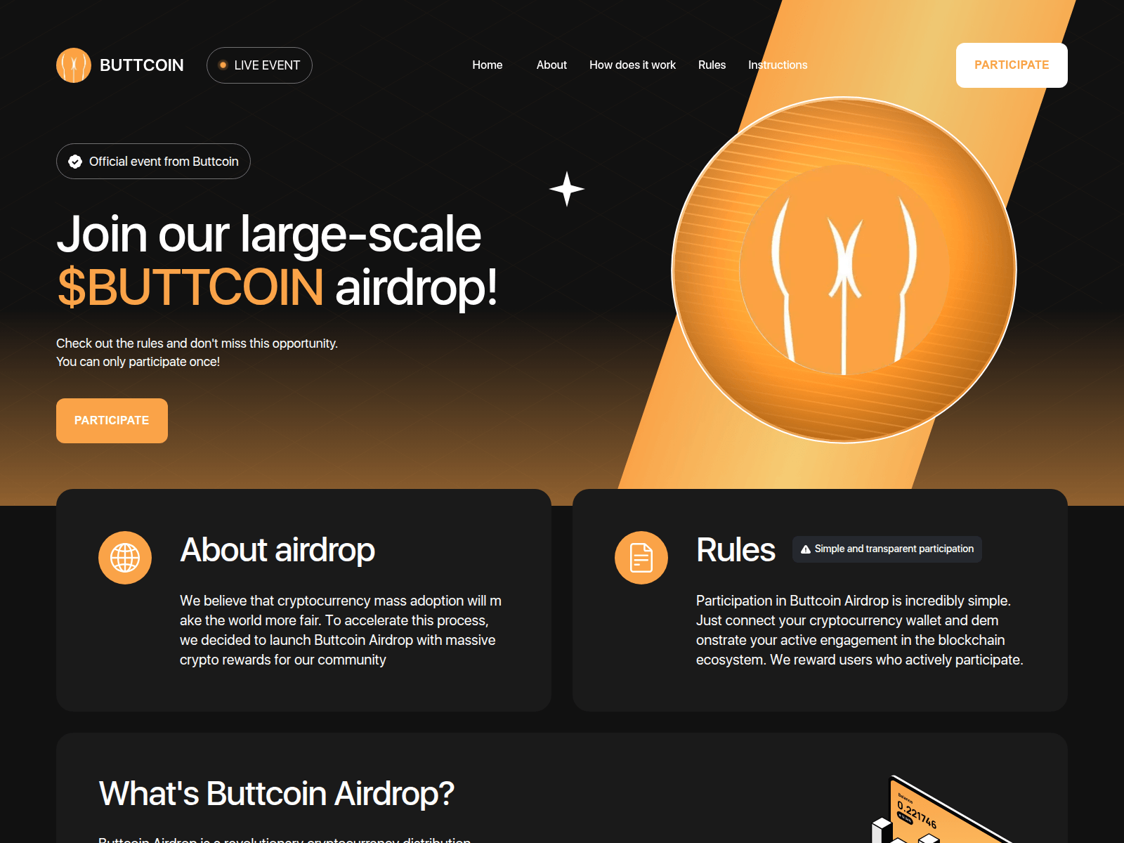 Screenshot of buttcoins.money