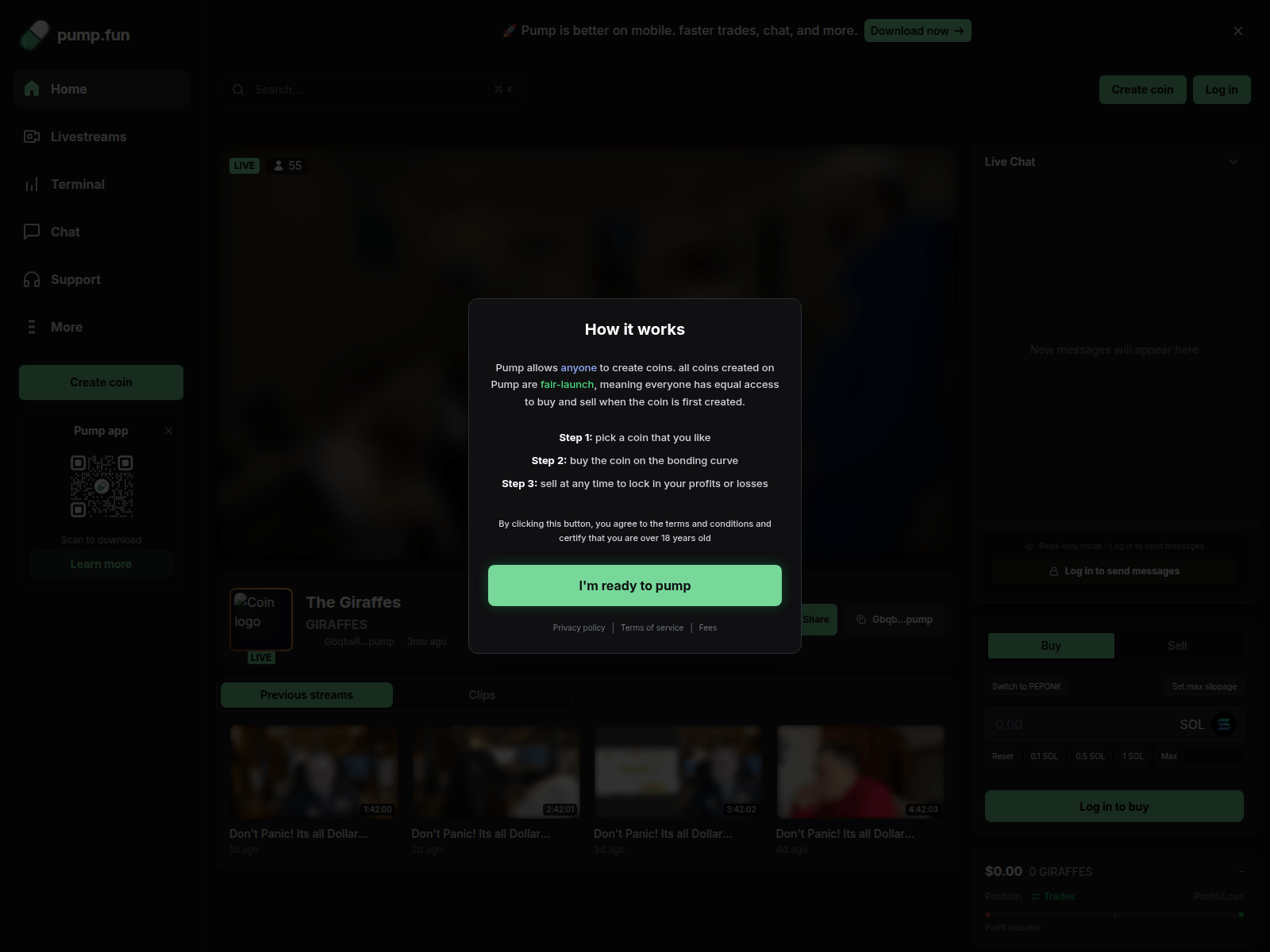 Screenshot of livepumpfun.app