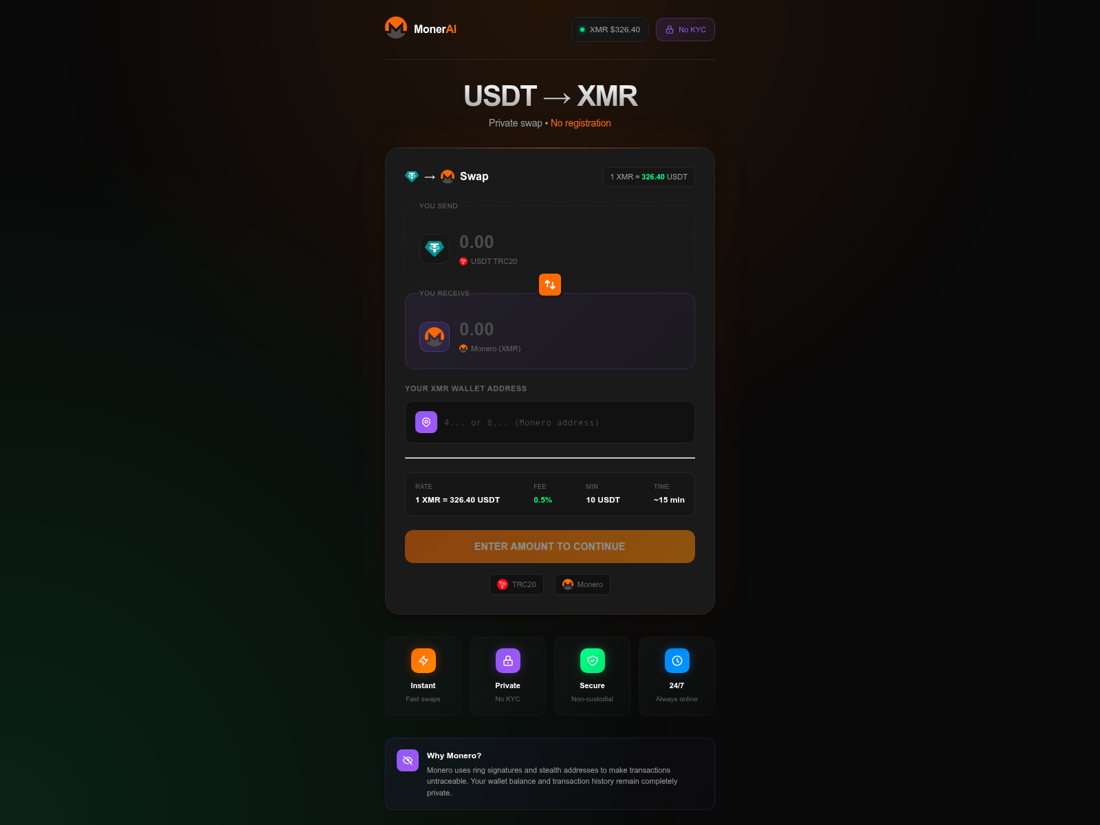 Screenshot of monerai.app