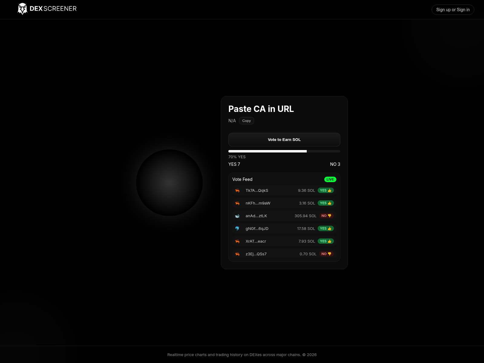 Screenshot of votedexscreener.app