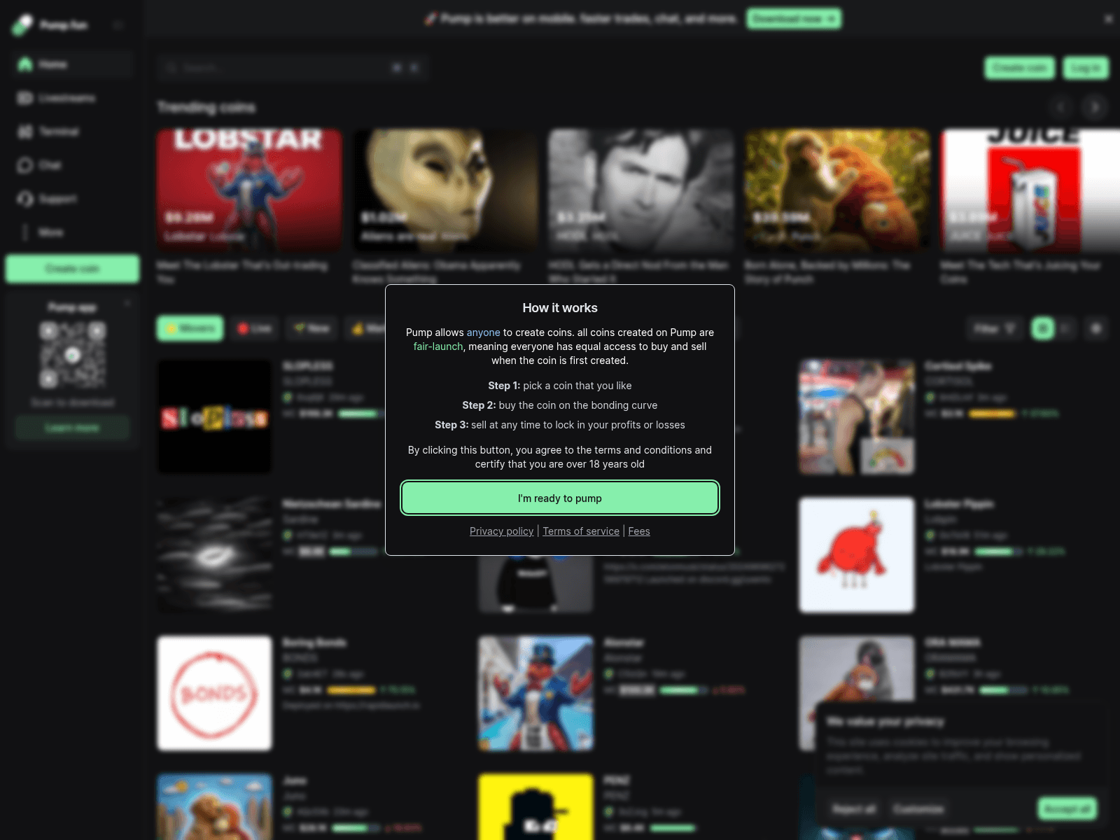 Screenshot of wpump.fun