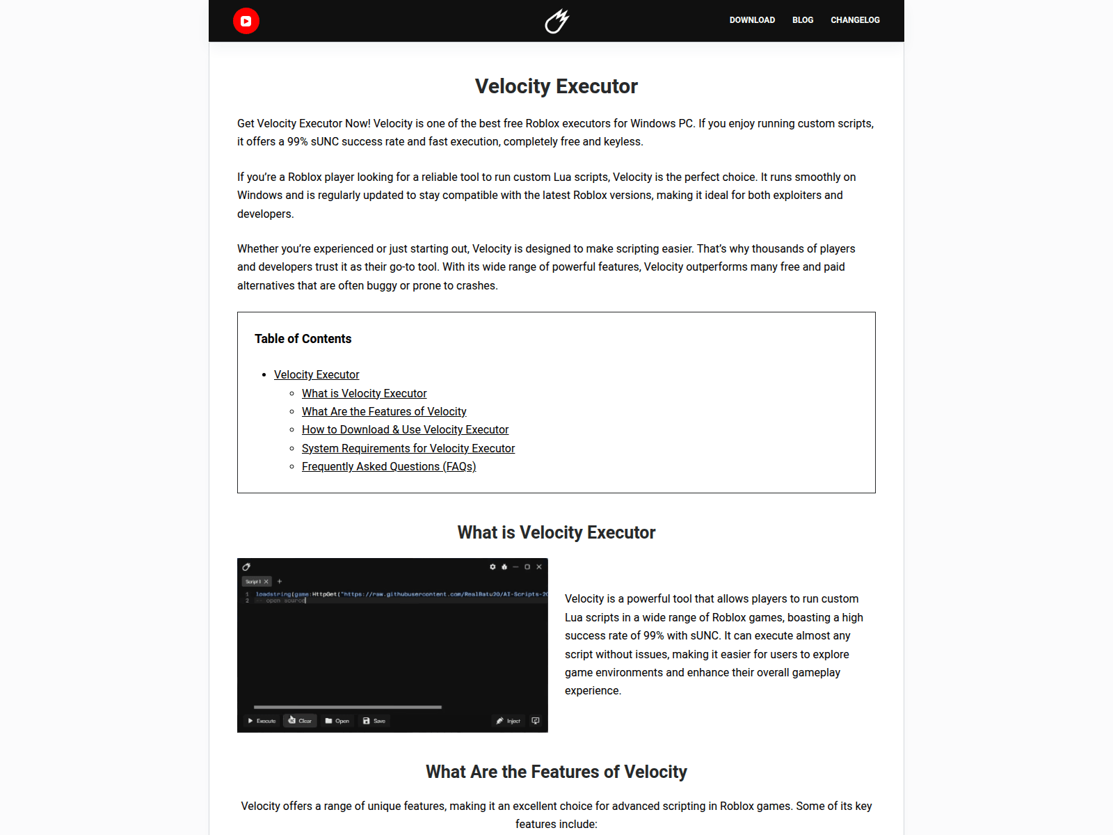 Screenshot of velocity-executor.com