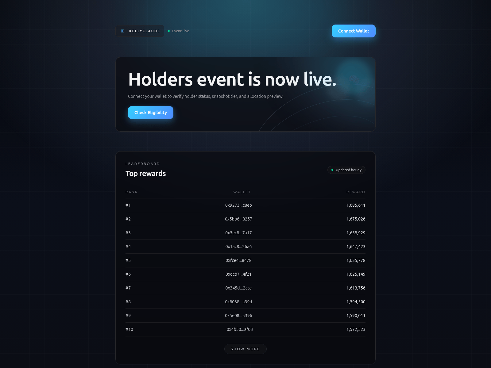 Screenshot of kellyclaudeevent.com