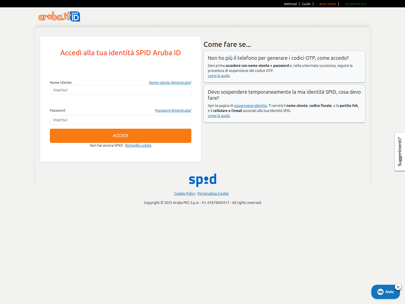 Screenshot of officialspid.it