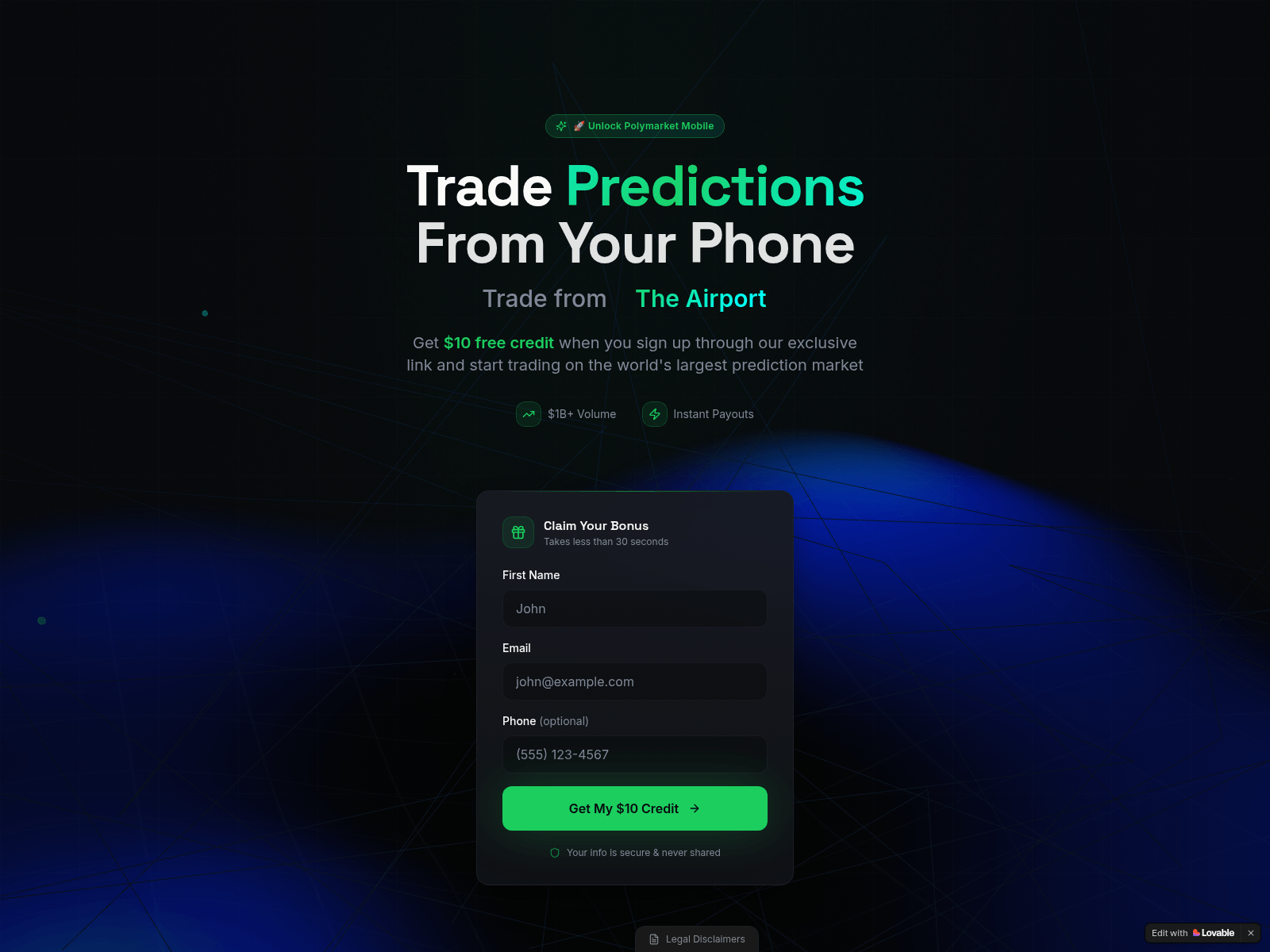 Screenshot of polymarketmobile.com