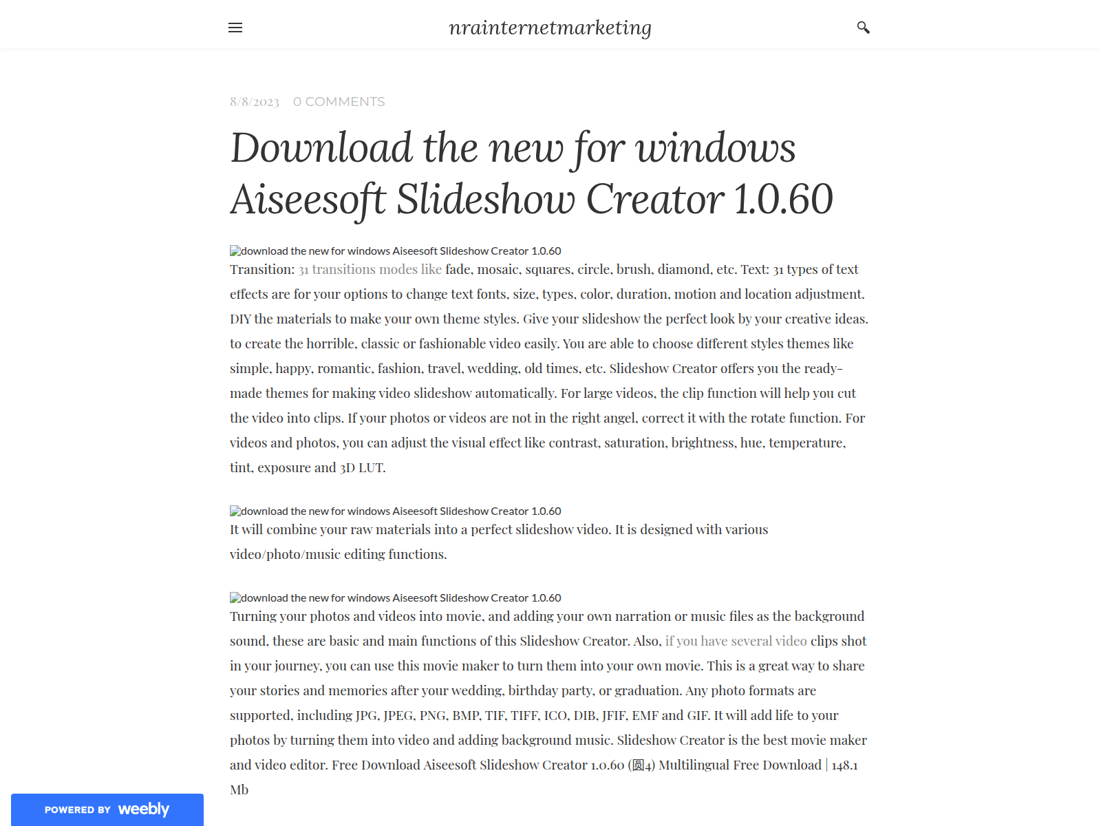 Screenshot of nrainternetmarketing.weebly.com