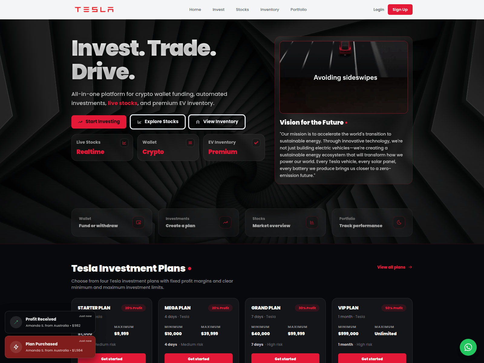 Screenshot of teslainvesthub.com