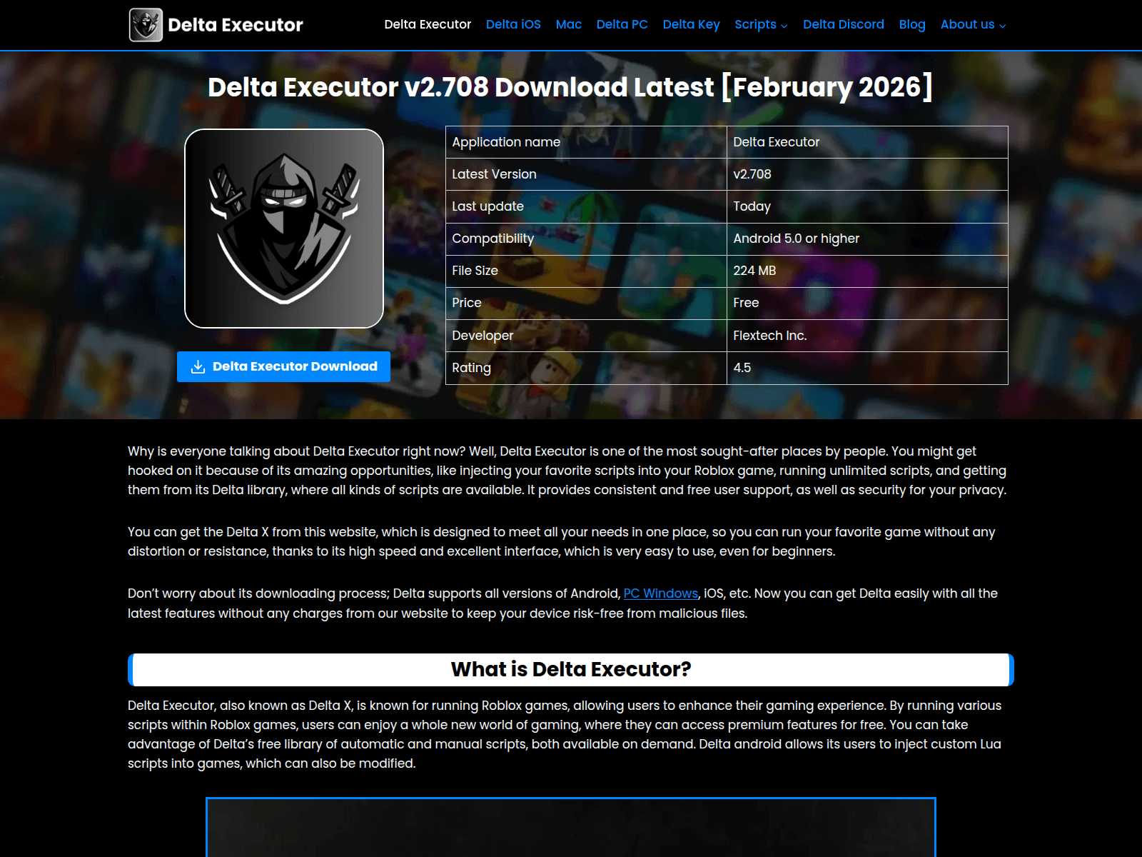 Screenshot of deltaaxecutor.com