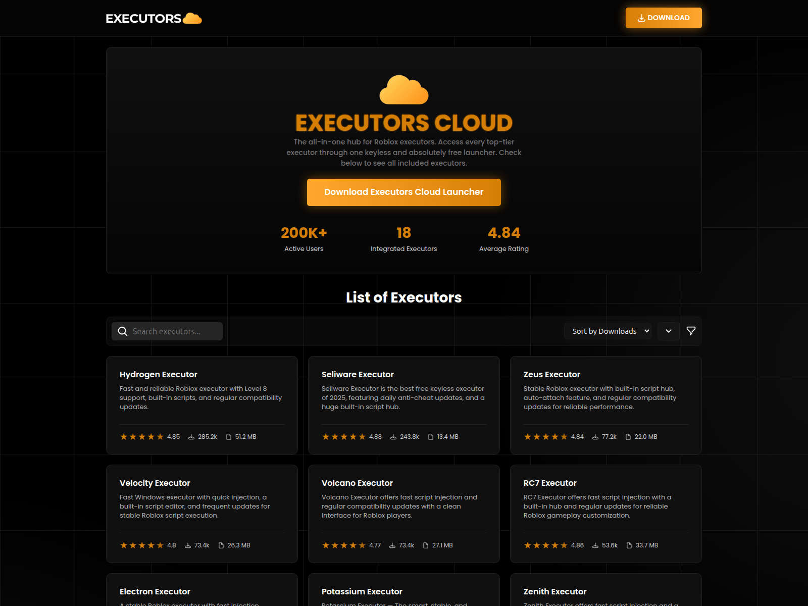 Screenshot of executors.cloud