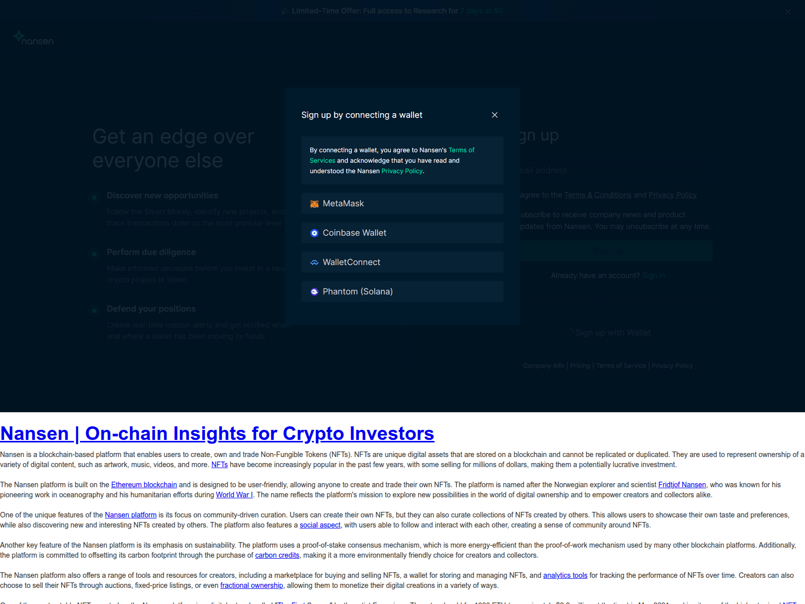 Screenshot of nansen-ai.webflow.io