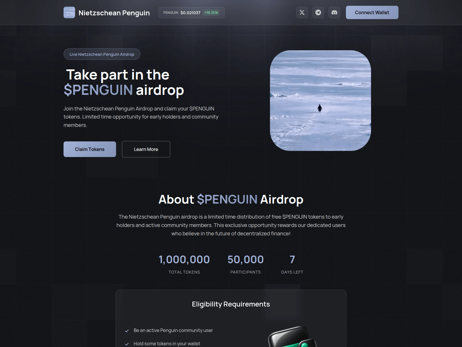Screenshot of penguinonsol.app