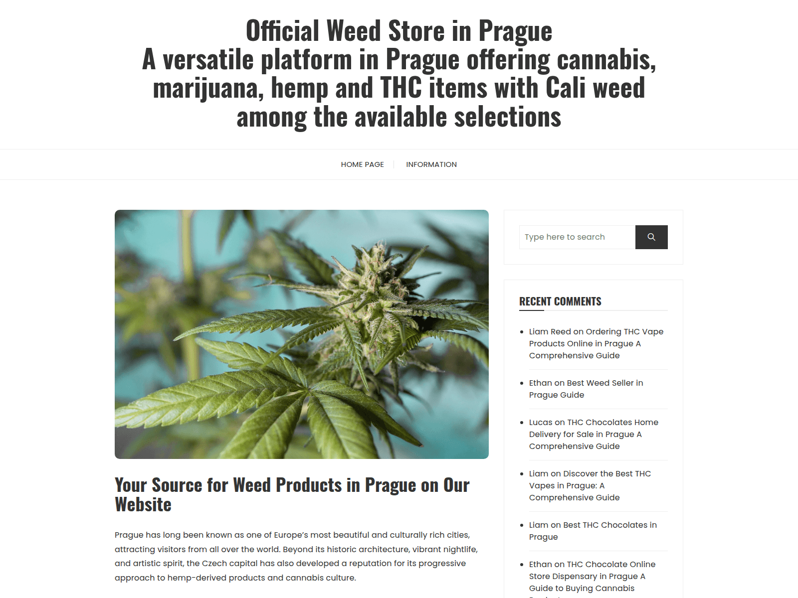 Screenshot of marijuana-shop-prague.com