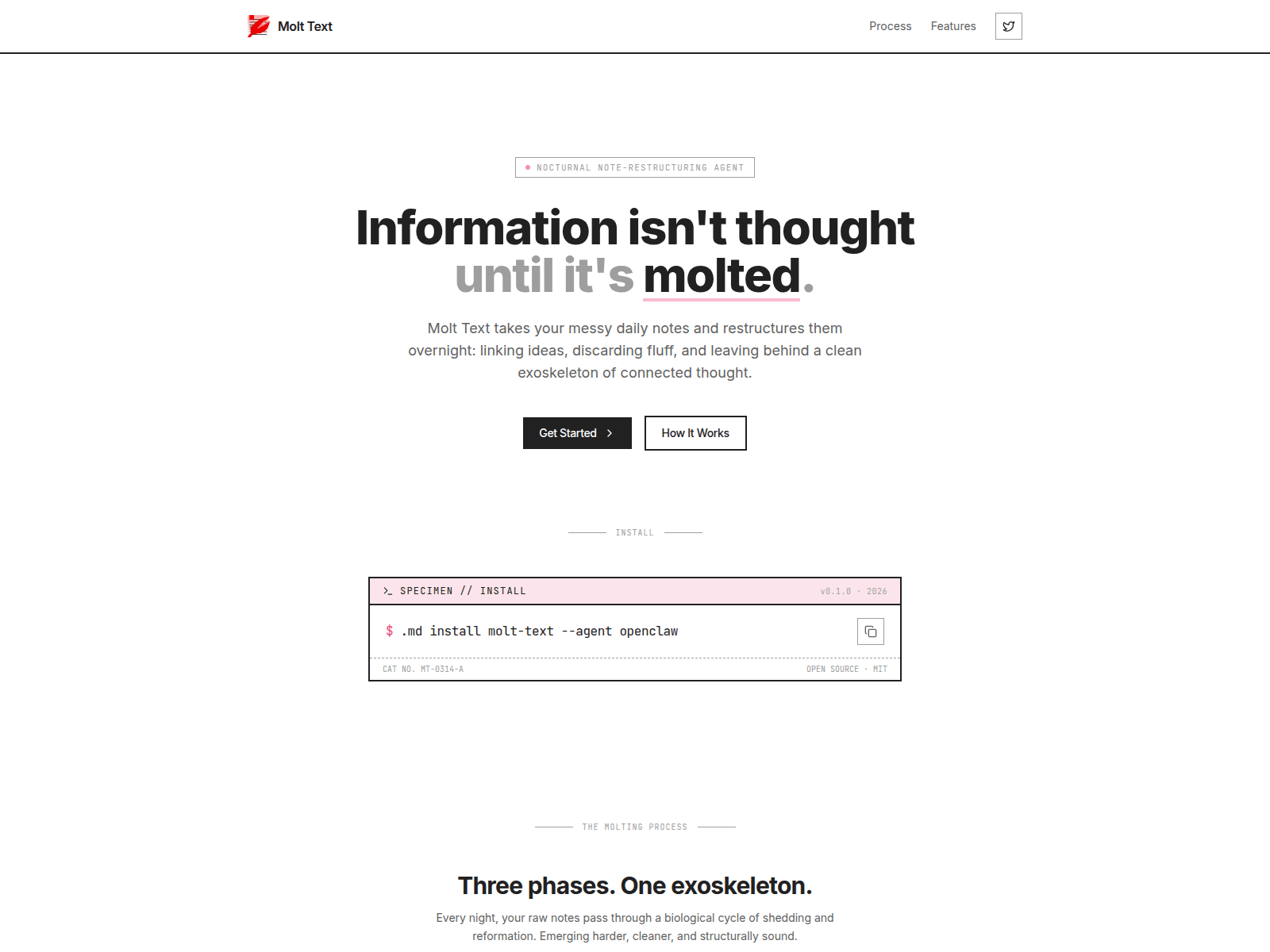 Screenshot of molttext.app