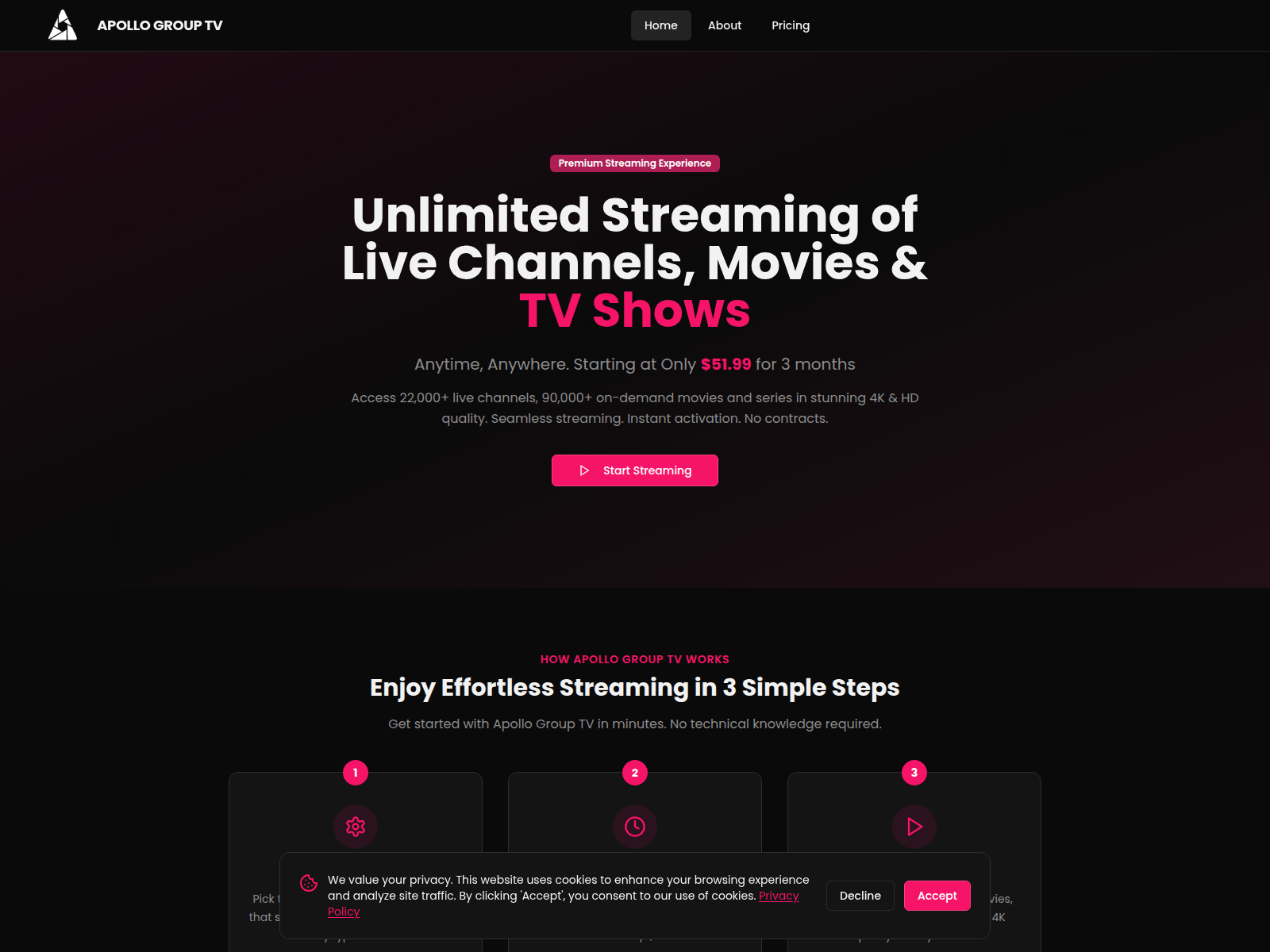 Screenshot of tvapollogrouptv.com